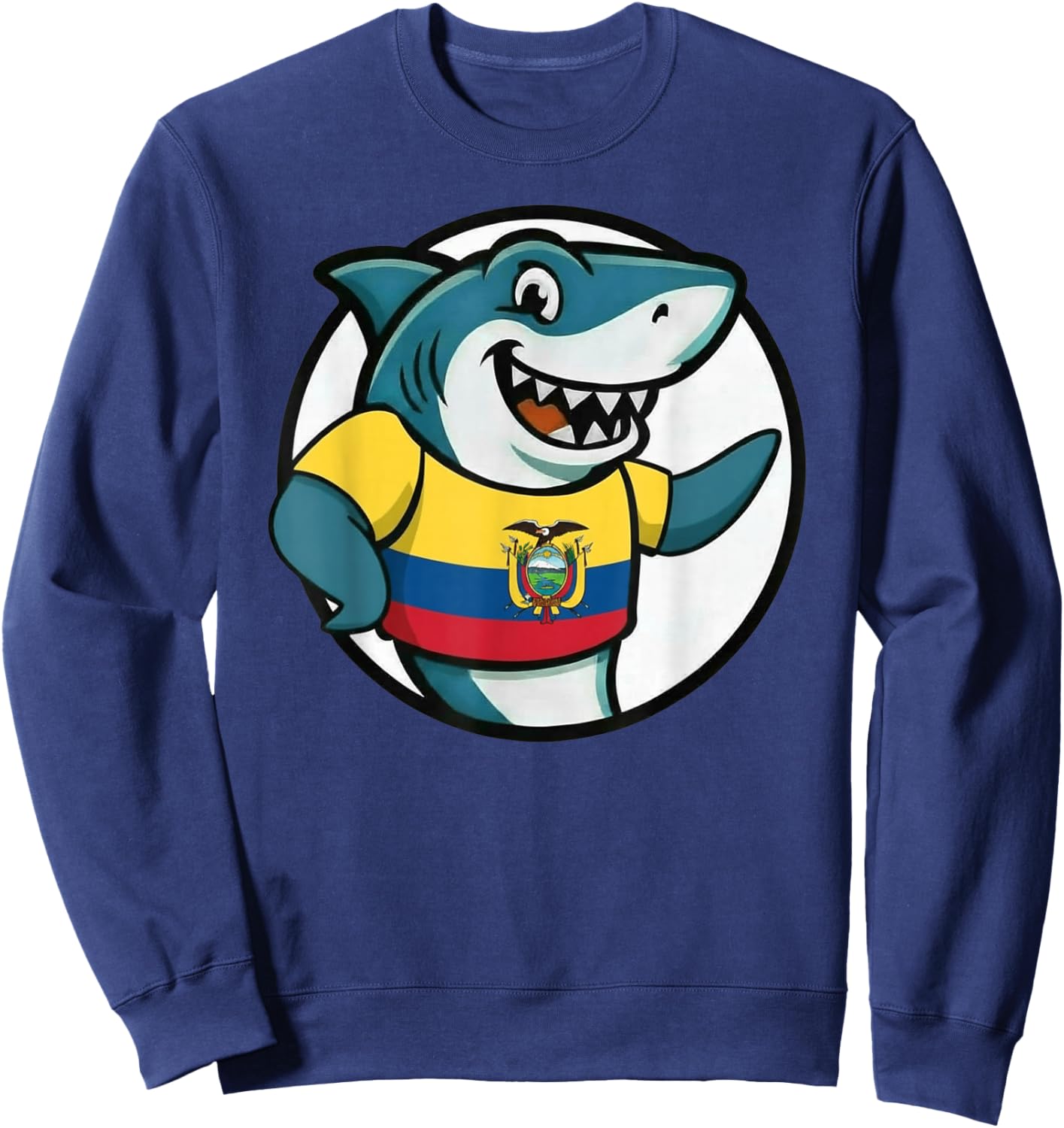 Ecuador Flag Shark Funny Ecuadorian Sweatshirt - Sweatshirt | Navy