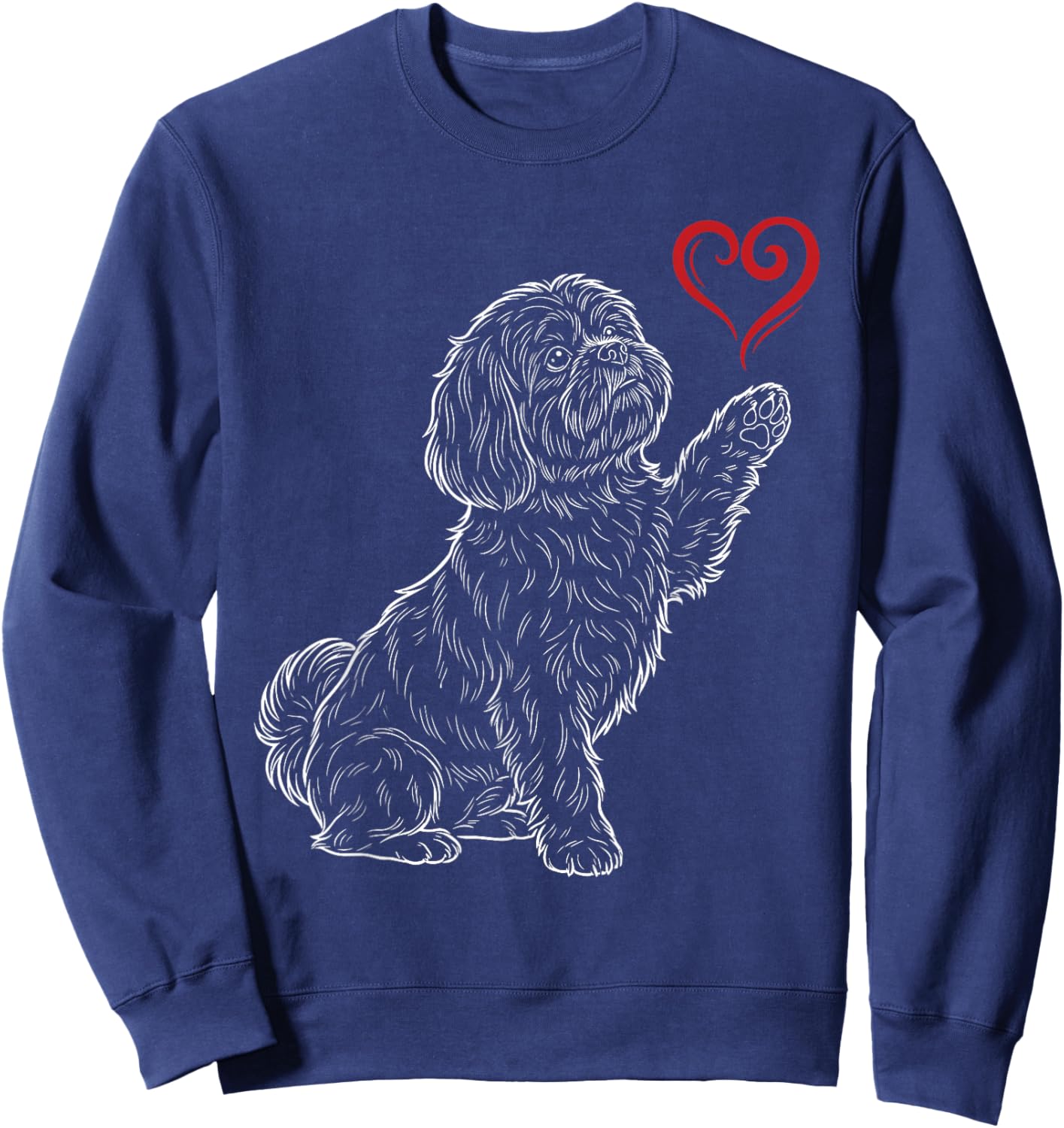 Shih Tzu Lover Dog Art Holding Heart Valentines Sweatshirt - Sweatshirt | Navy