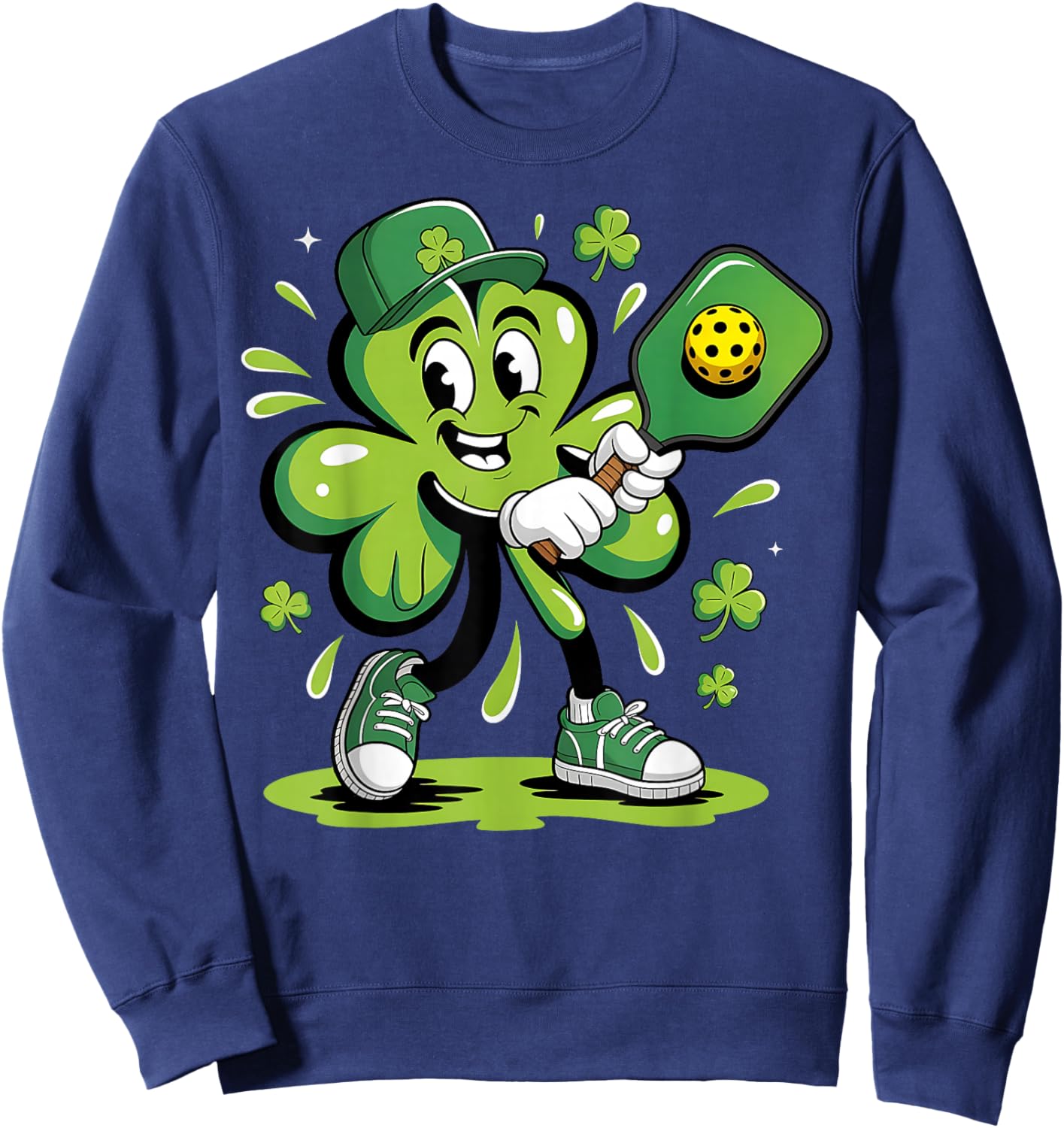 St Patricks Day Pickleball Saint Pattys Irish Men Women Kids Sweatshirt - Sweatshirt | Navy