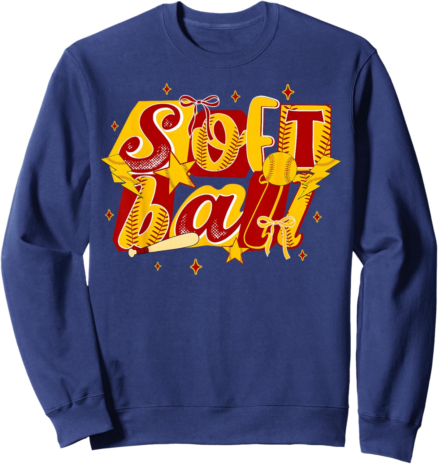 Softball Season Game Day Coquette Bow Retro Girl Women Sweatshirt - Sweatshirt | Navy