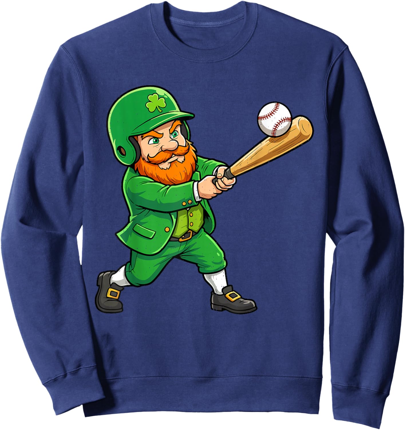 Leprechaun Baseball Green St Patricks Day Sport Men Boy Kids Sweatshirt - Sweatshirt | Navy