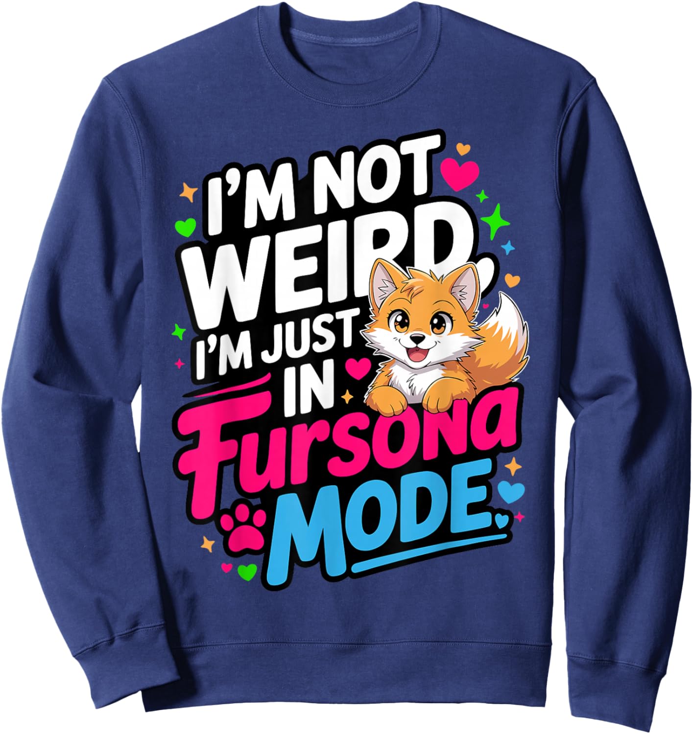 Cute Furry Fandom Anthropomorphic Animal Fursonas Sweatshirt - Sweatshirt | Navy