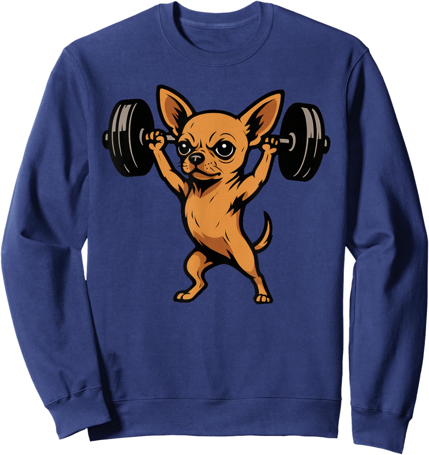 Chihuahua Dog Powerlifting Weightlifting Gym Workout Sweatshirt - Sweatshirt | Navy