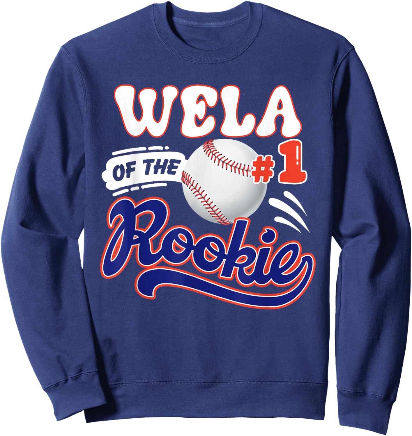 Wela Rookie of Year 1st Birthday Baseball Theme Matching Sweatshirt - Sweatshirt | Navy