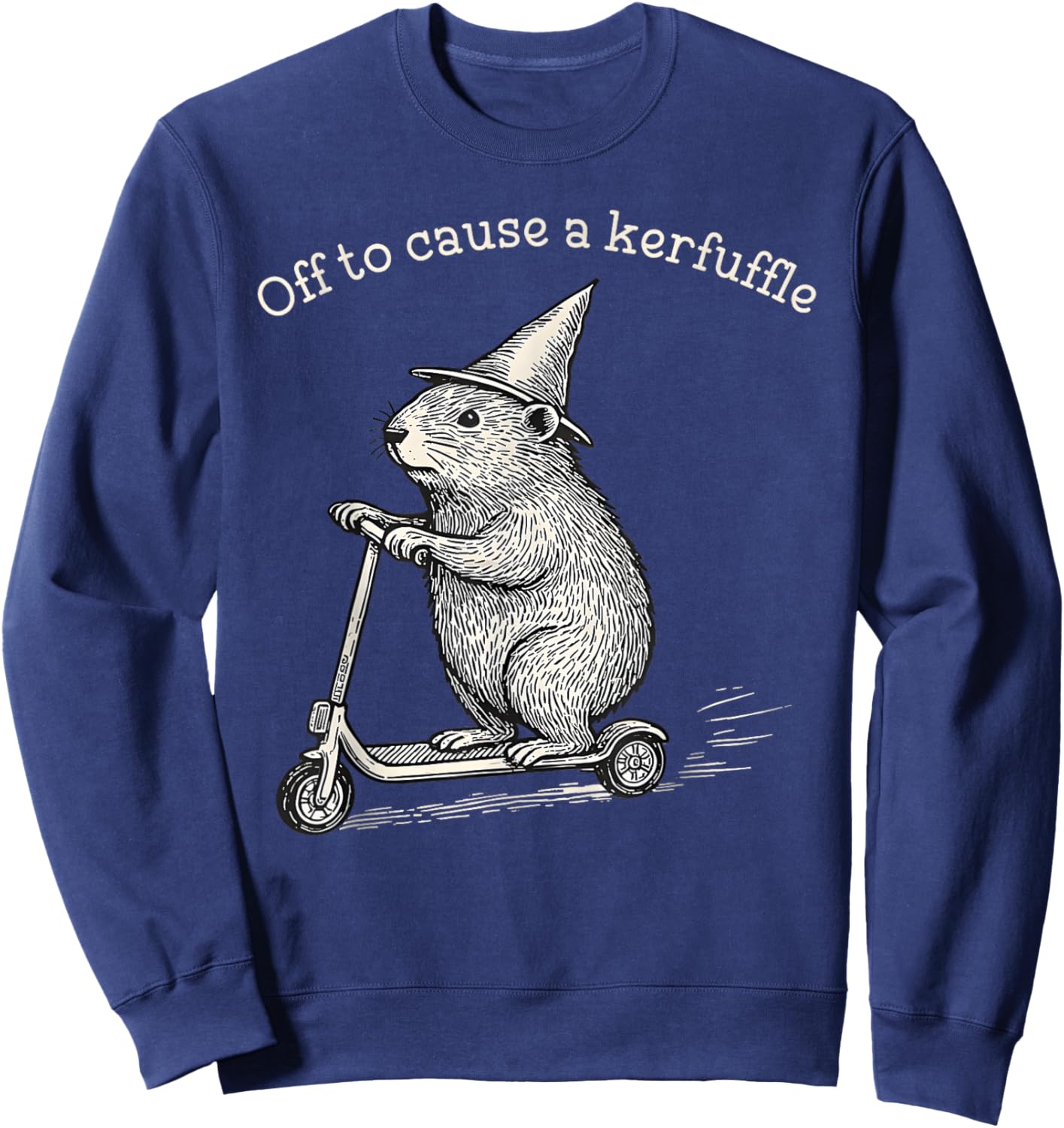Funny Off to Cause A Kerfuffle Meme Capybara Sweatshirt - Sweatshirt | Navy