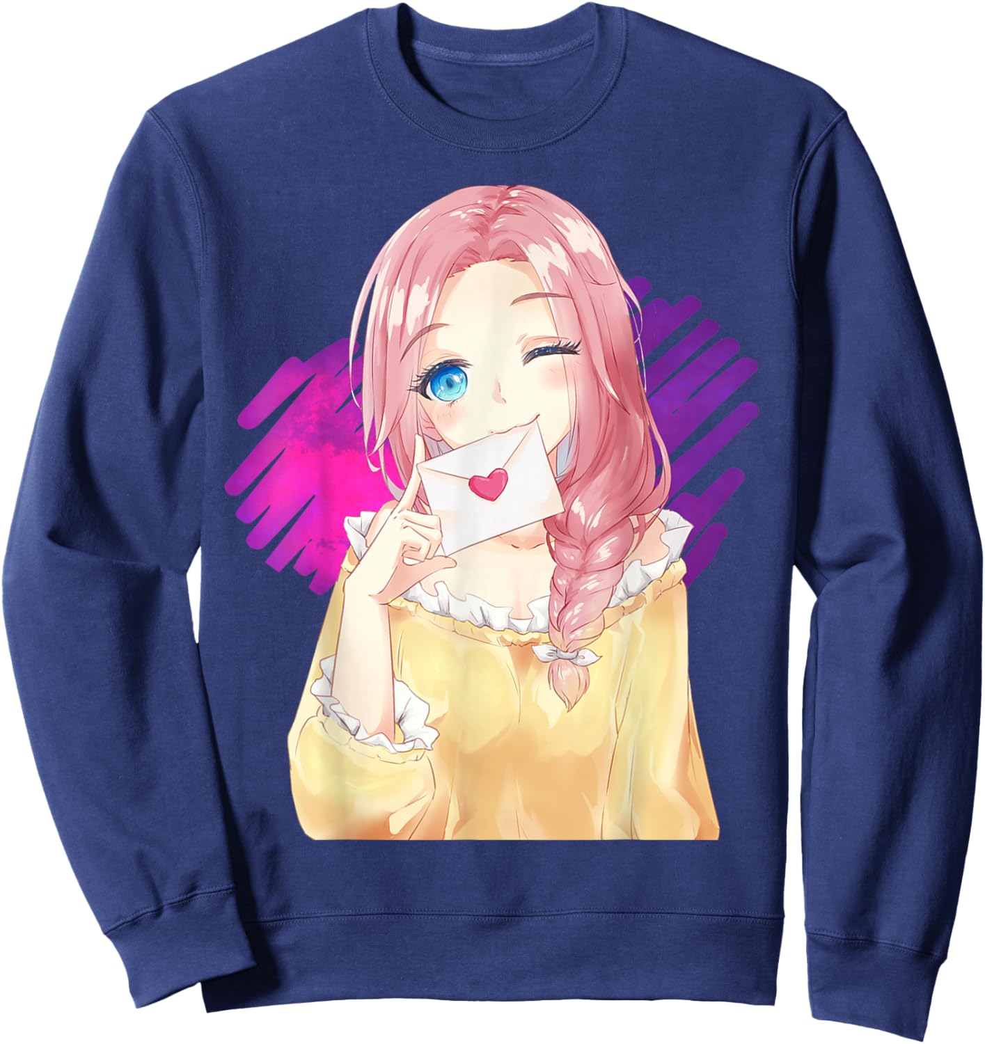 Aesthetic Anime Girl, Cute Anime Gift & Girls Sweatshirt - Sweatshirt | Navy