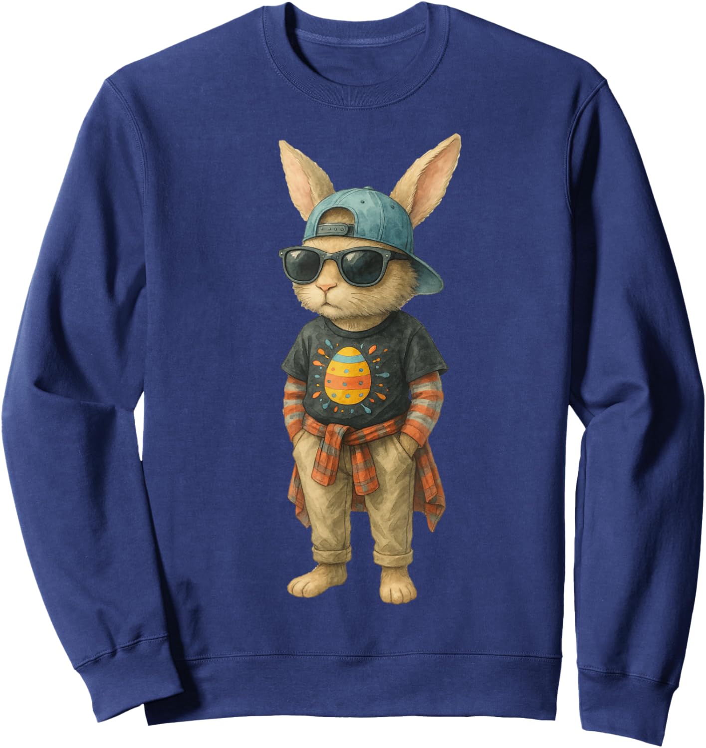 Bunny Face Sunglasses Happy Easter Day Rabbit Men Boys Kids Sweatshirt - Sweatshirt | Navy