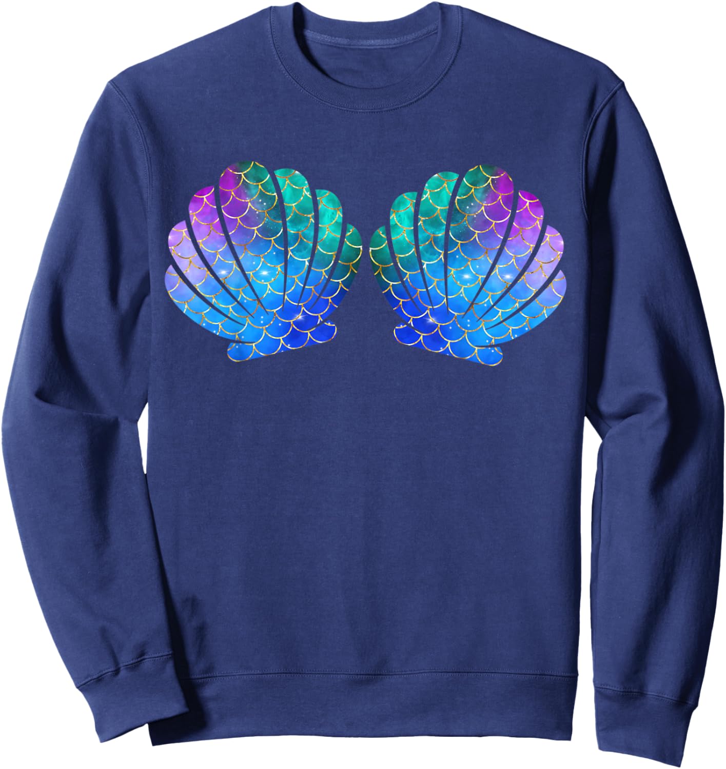 Mermaid Sea Shell Bra Costume Matching Party Graphic Mermaid Sweatshirt - Sweatshirt | Navy