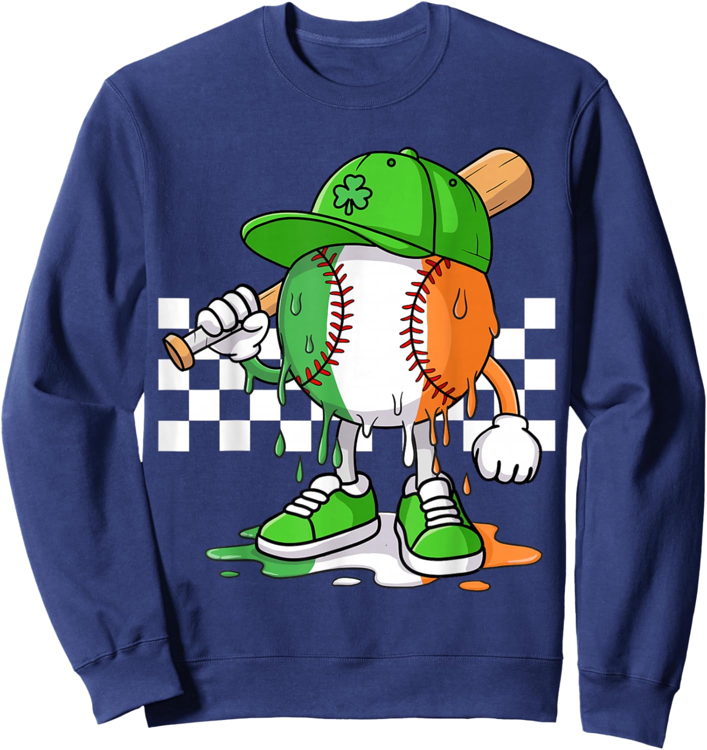 Boys St Patricks Day Irish Flag Kids Baseball Ice Cream Drip Sweatshirt - Sweatshirt | Navy