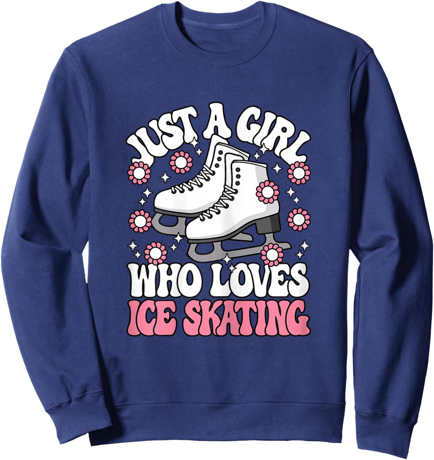 Just A Girl Who Loves Ice Skating Cute Ice Skater Girls Kids Sweatshirt - Sweatshirt | Navy