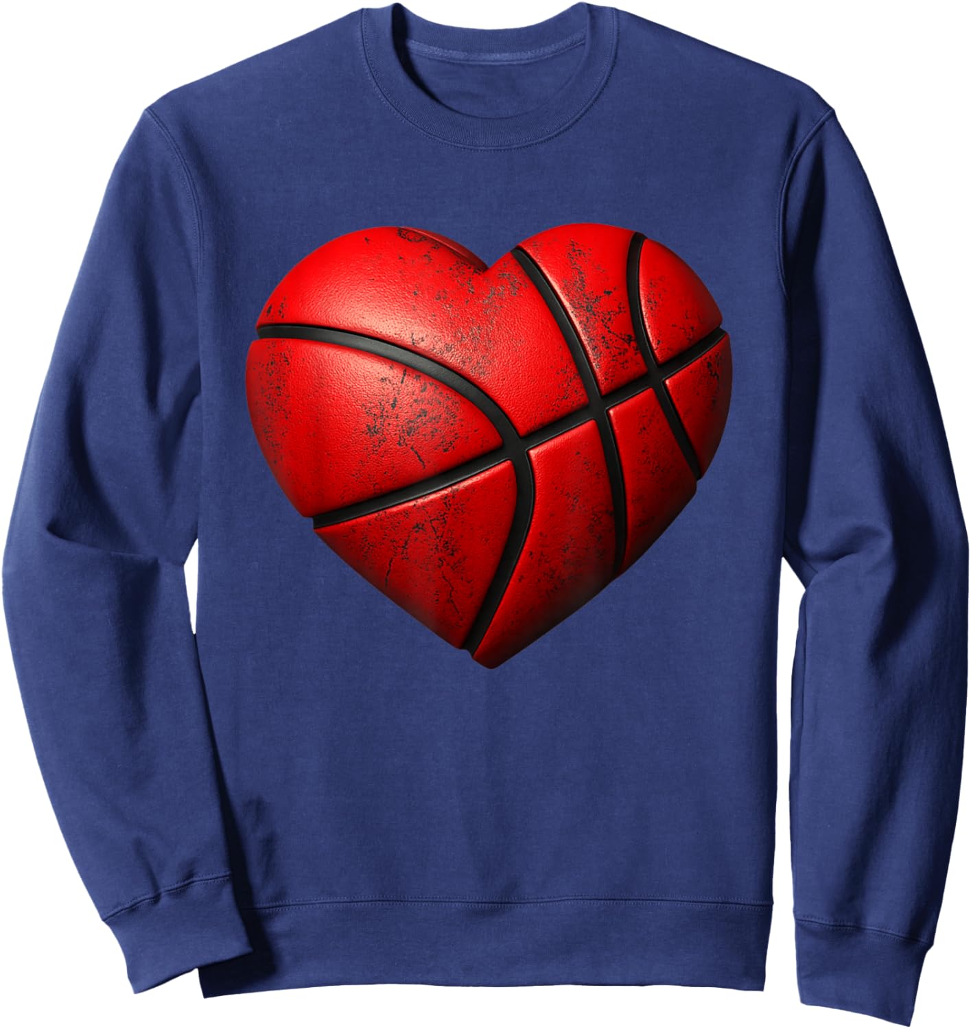 Basketball Heart Shape Valentines Day Love Boys Men Sweatshirt - Sweatshirt | Navy