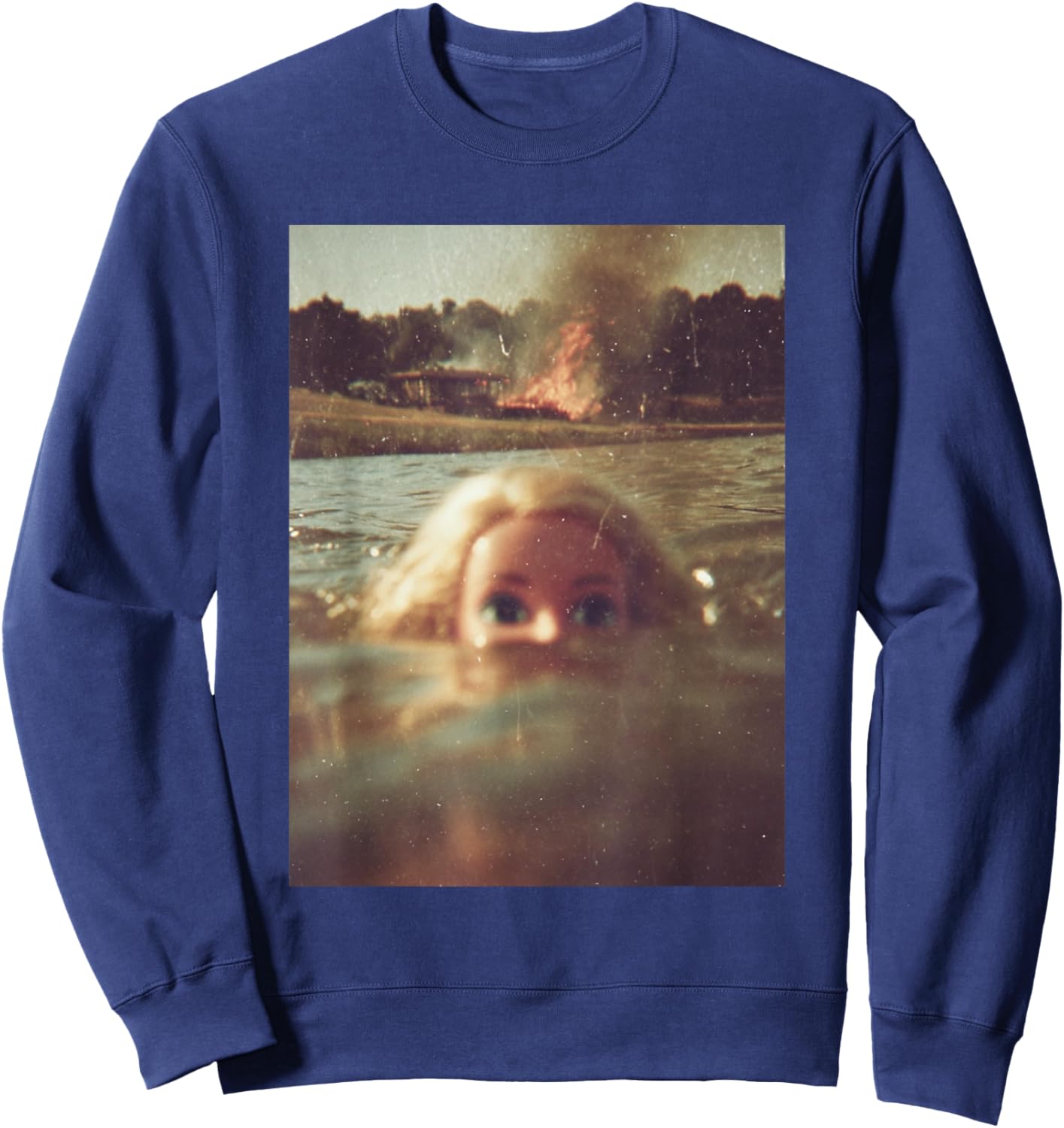Disgusting Doll Face Funny Swimming Doll Meme Hilarious Sweatshirt - Sweatshirt | Navy