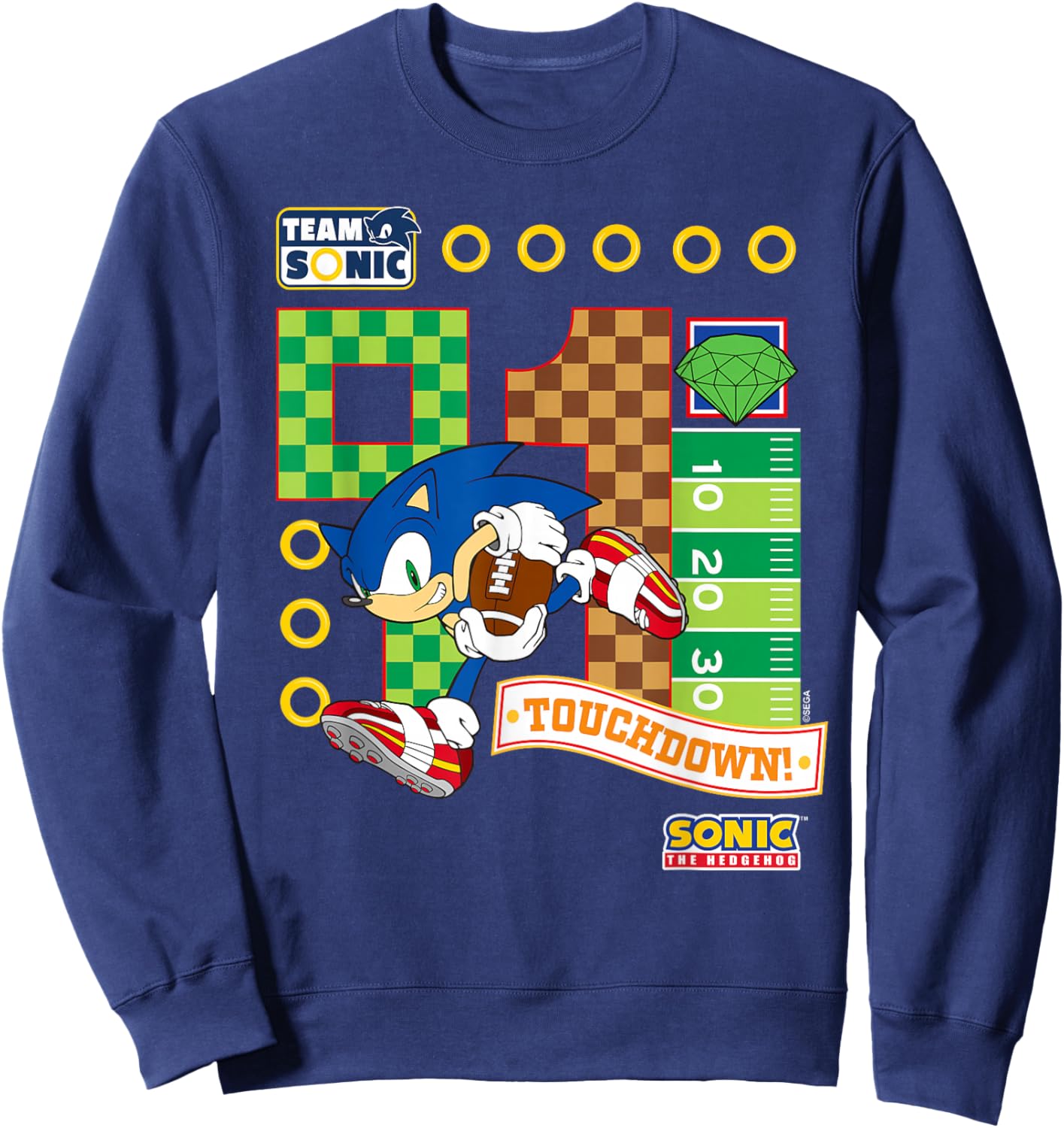 Sonic The Hedgehog - Team Sonic Touchdown Sweatshirt - Sweatshirt | Navy
