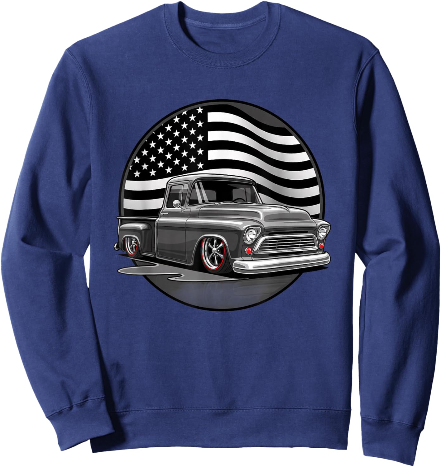 Trucks & Off-Road Classic Lowrider Pickup with American-So Sweatshirt - Sweatshirt | Navy