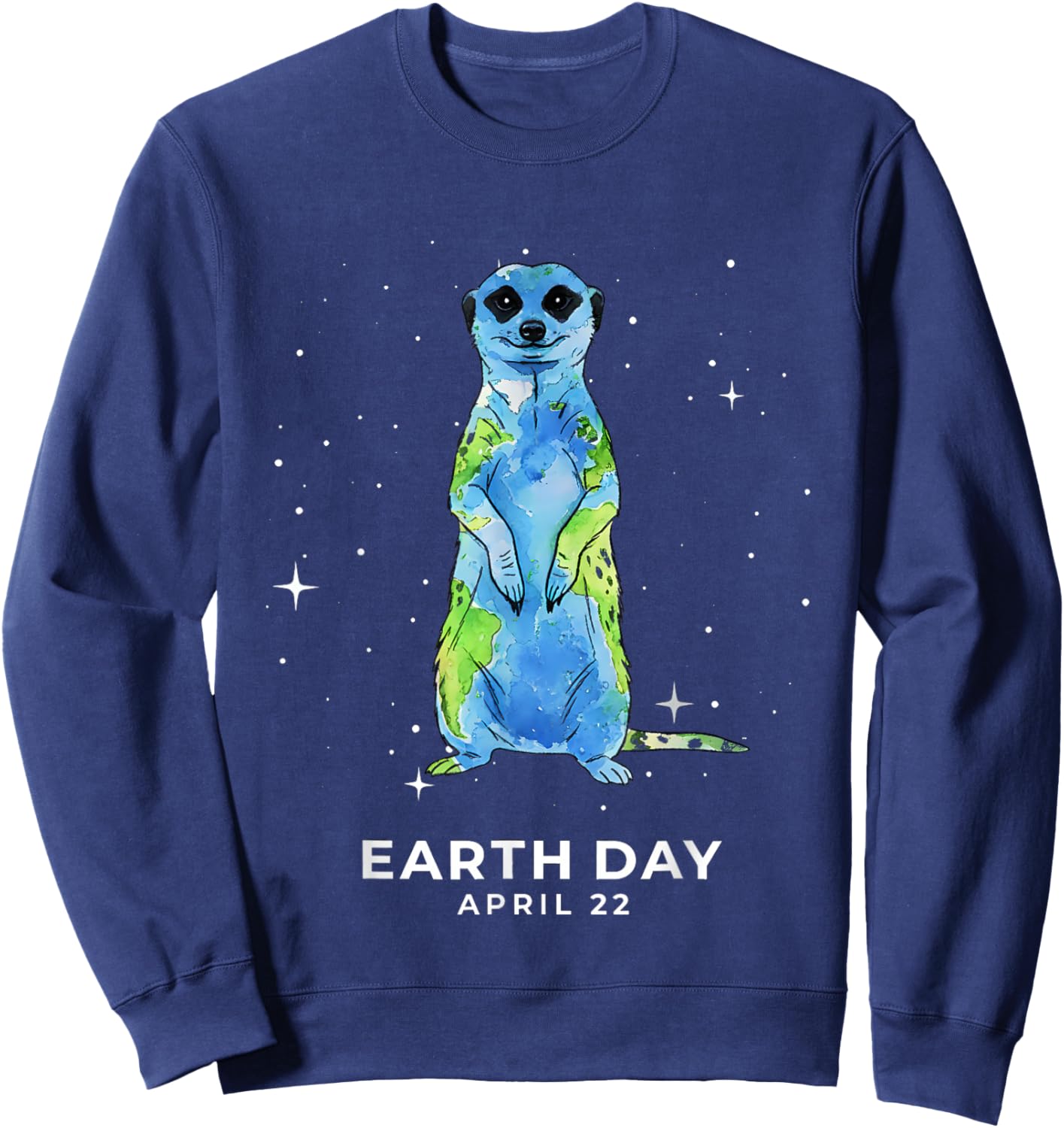 Earth Day 2026 Meerkat Art Sweatshirt - Sweatshirt | Navy