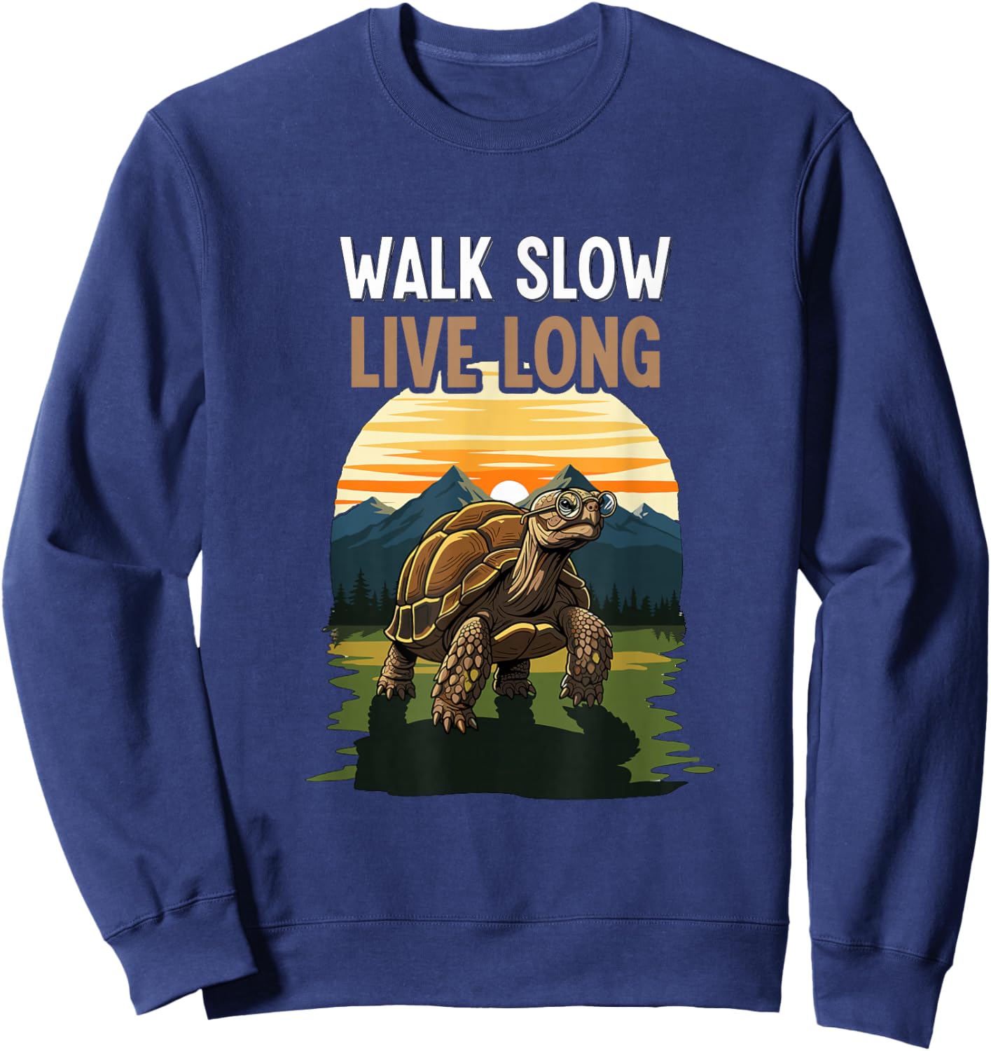 Walk Slow Live Long Tortoise Turtle Nature Outdoor Lover Sweatshirt - Sweatshirt | Navy