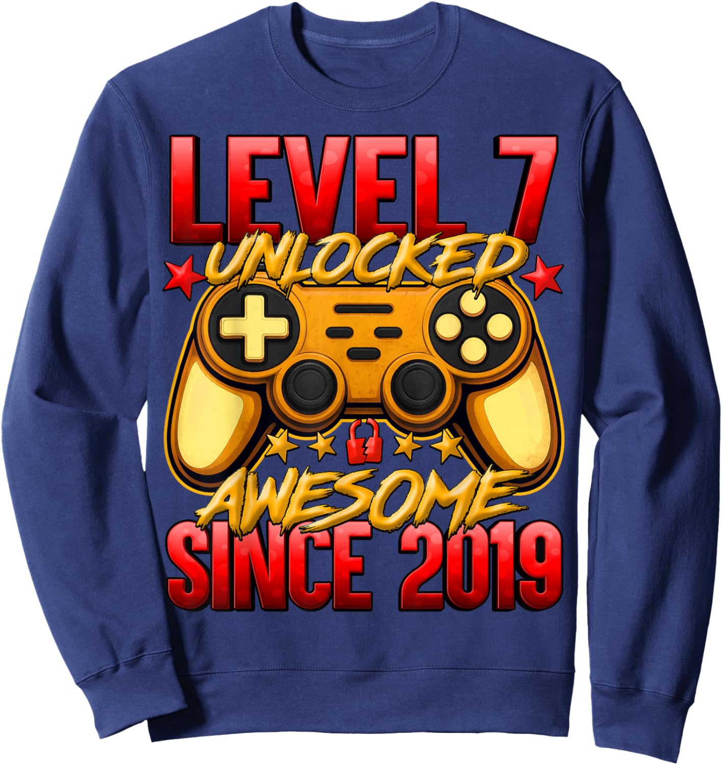 Level 7 Unlocked 7 Year Old Gifts for Boys 7th Birthday Boy Sweatshirt - Sweatshirt | Navy