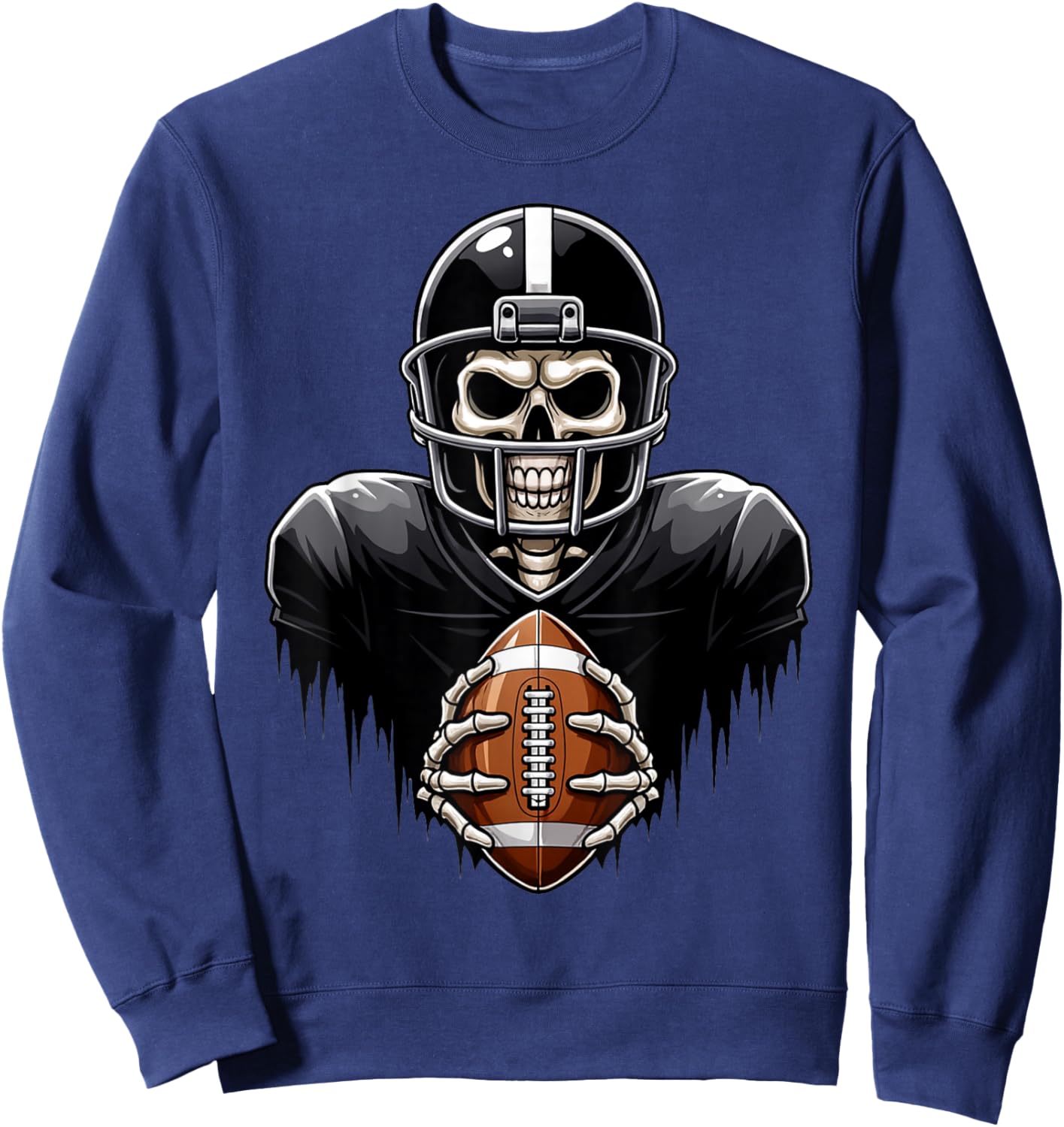 Skeleton Playing Football Player Halloween Costume Sports Sweatshirt - Sweatshirt | Navy