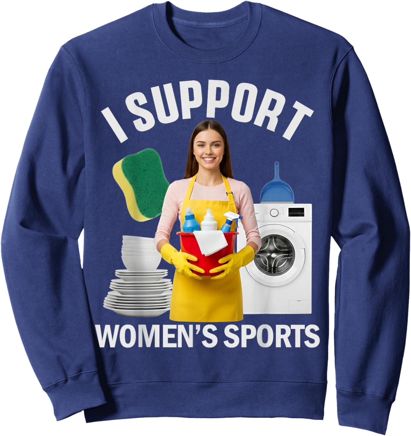 I Support Women's Sports Unwearable Aduld Humor Bootleg Sweatshirt - Sweatshirt | Navy