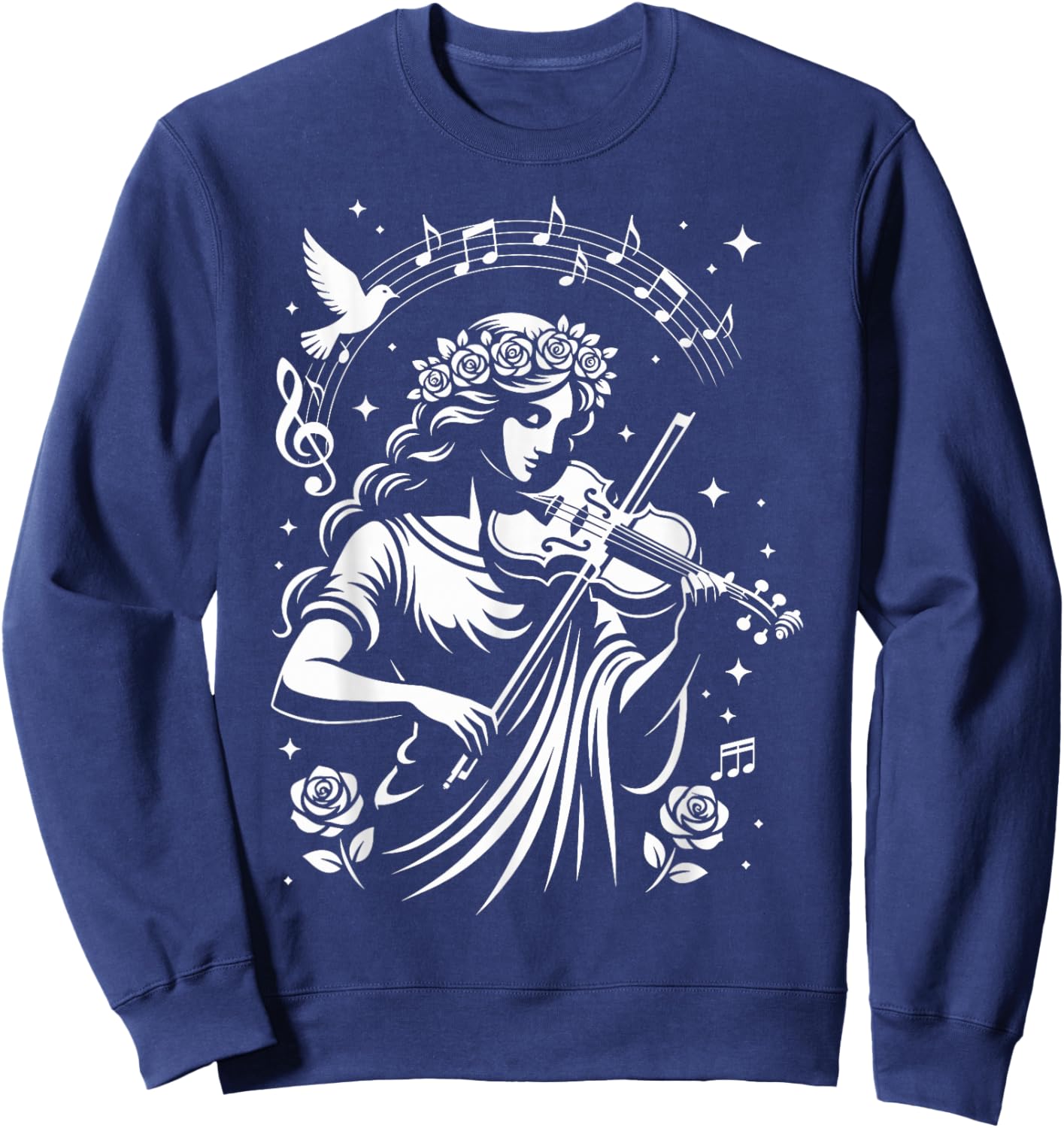 St Cecilia Catholic Patron Saint of Music Musicians Violin Sweatshirt - Sweatshirt | Navy