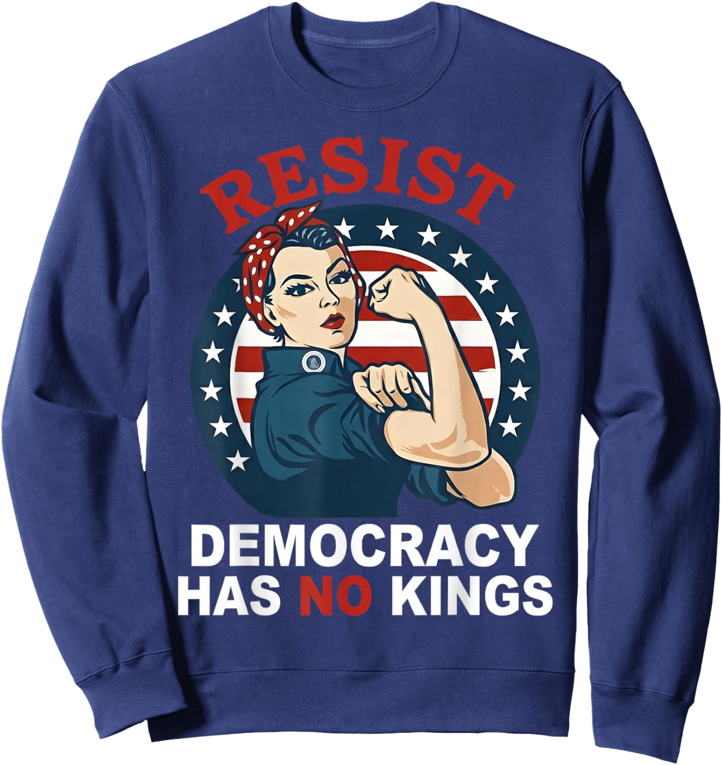 Resist Democracy Has No Kings Woman's Girl America Flag Sweatshirt - Sweatshirt | Navy