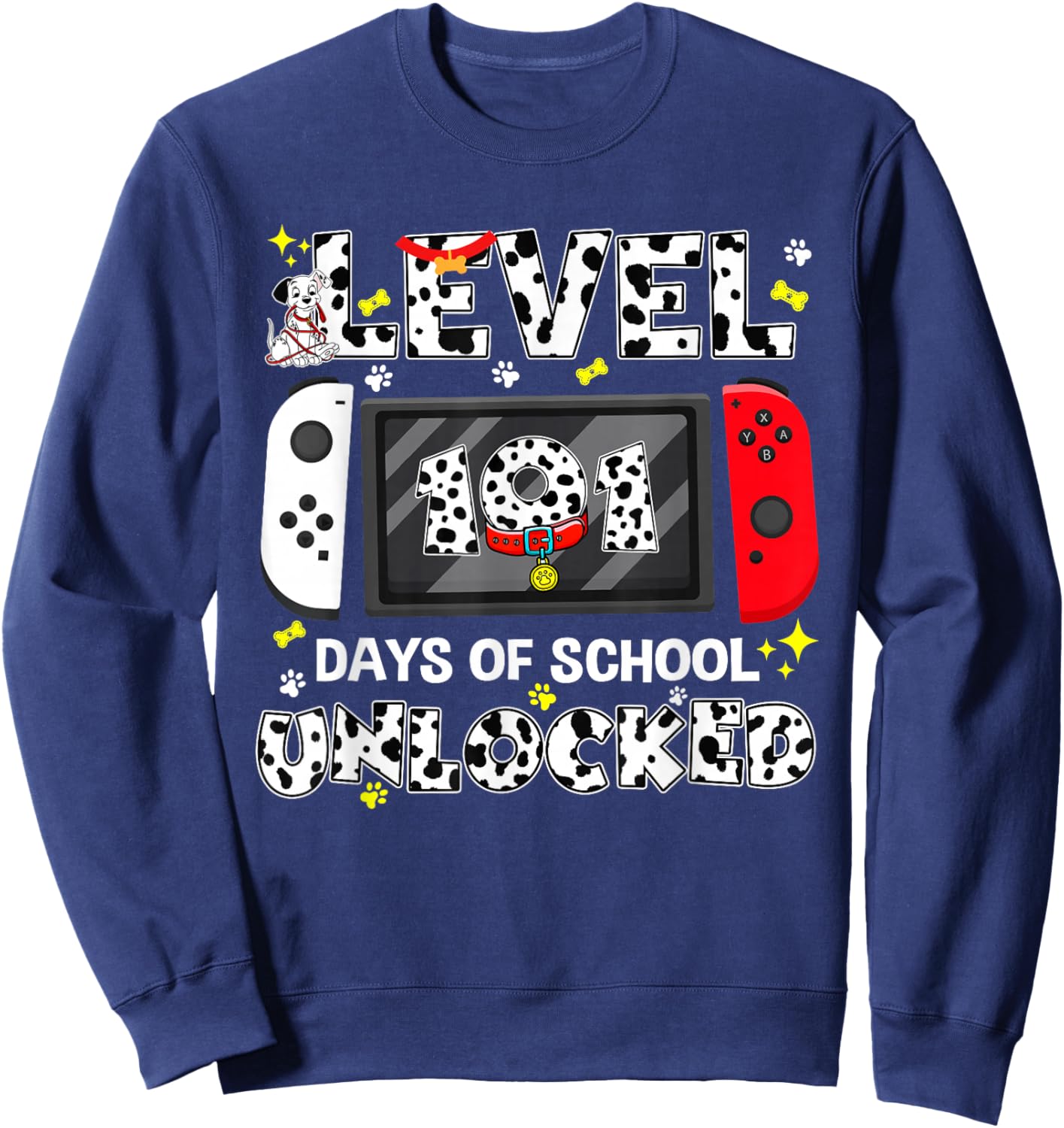 Level 101 Days School Unlocked 100 Days Game Controller Sweatshirt - Sweatshirt | Navy