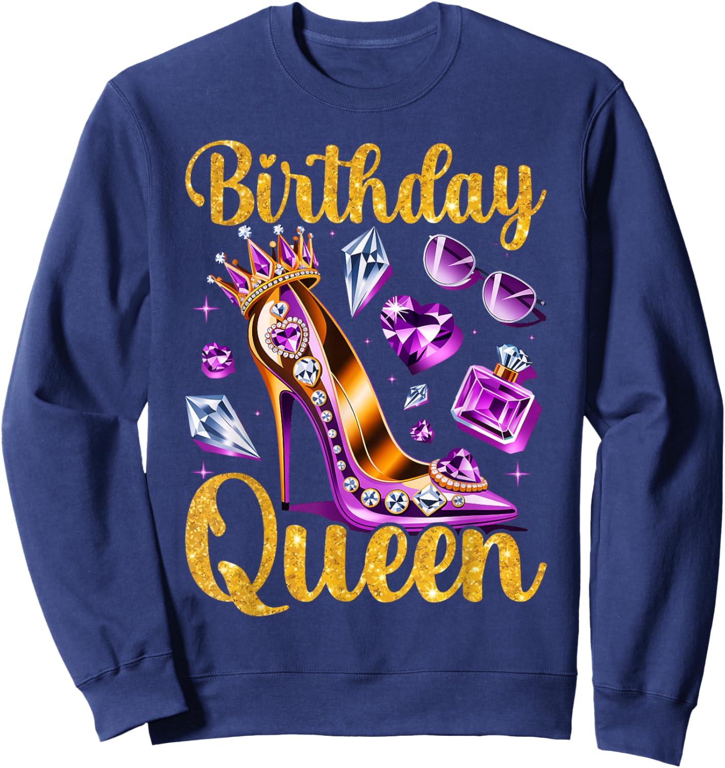 Queen Happy Birthday Party Girls Women Sweatshirt - Sweatshirt | Navy