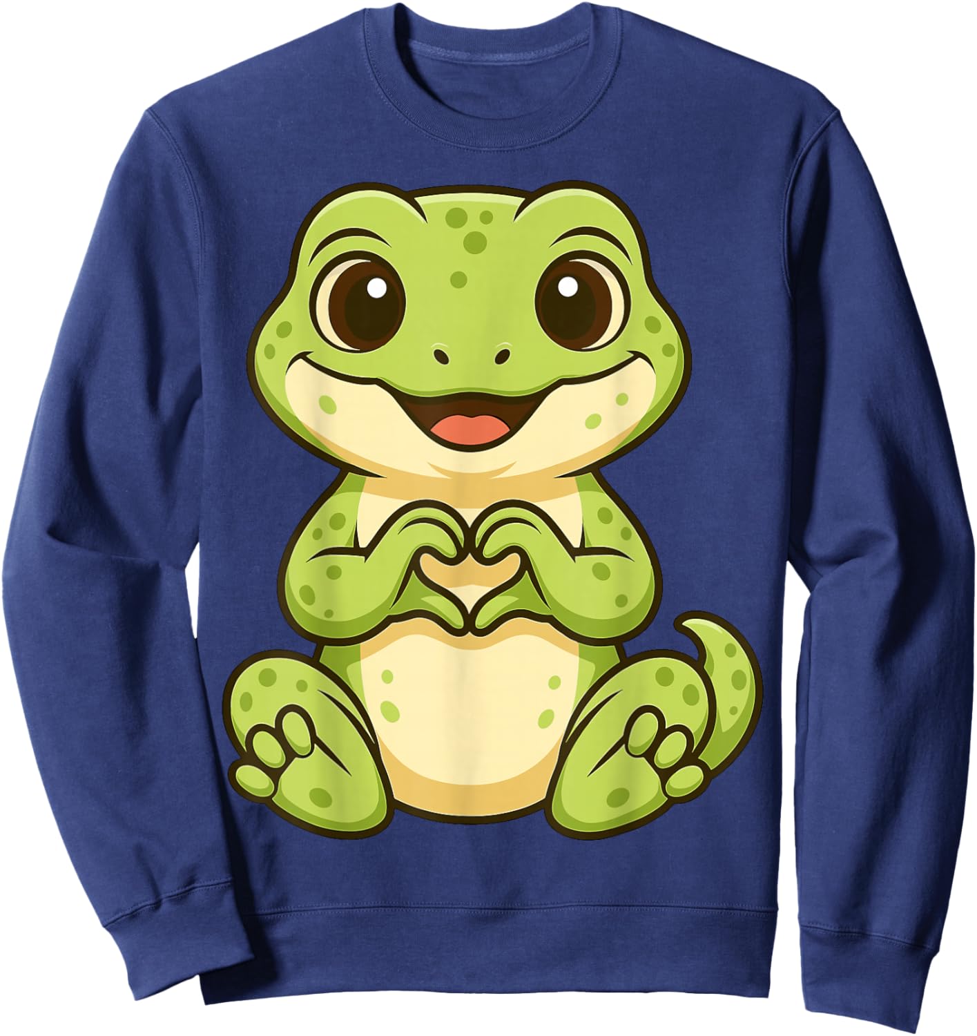Gecko Doing Heart with Hands Valentines Day Sweatshirt - Sweatshirt | Navy