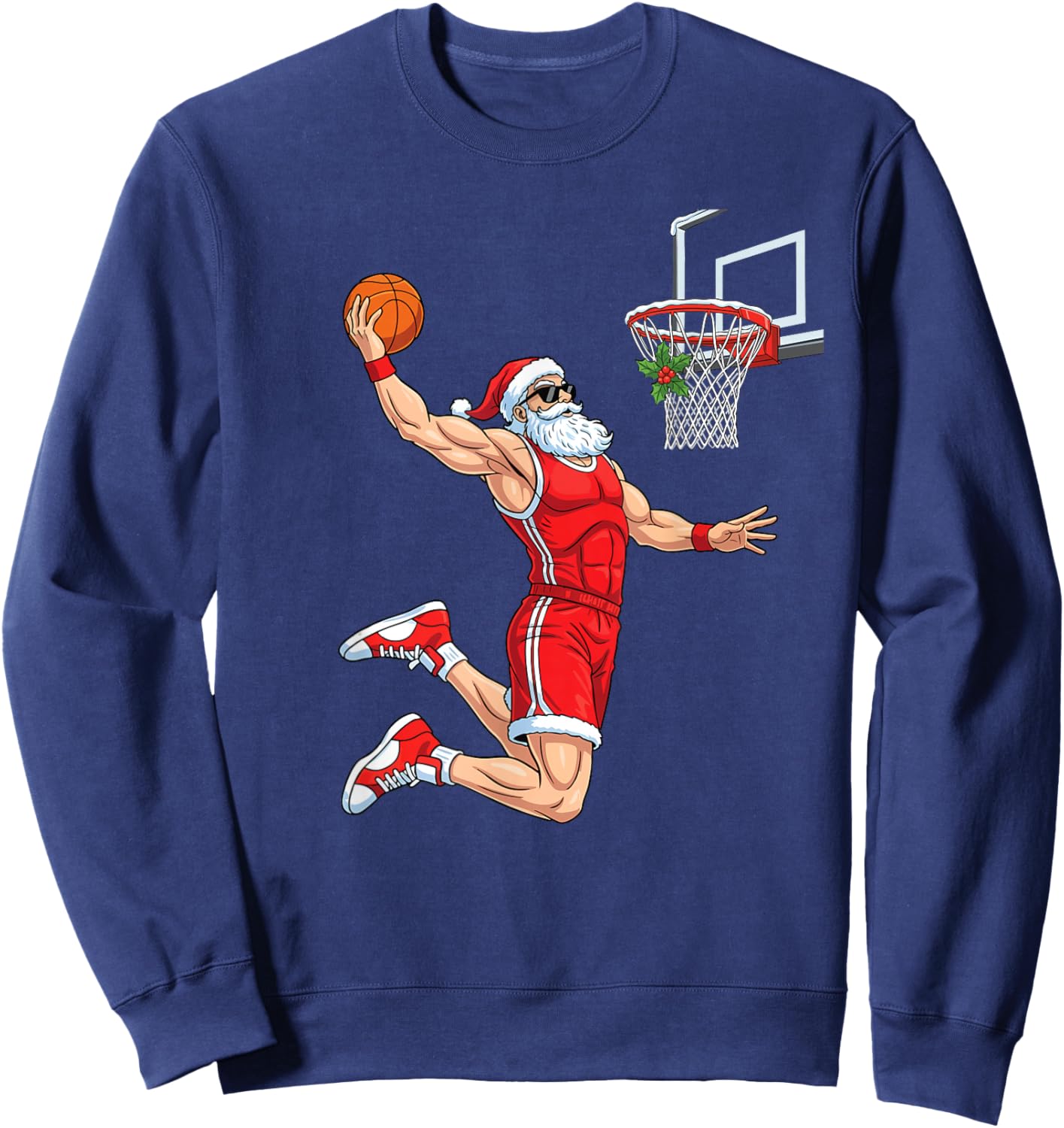 Dunking Santa - Basketball Lover Basketball Player Xmas Sweatshirt - Sweatshirt | Navy