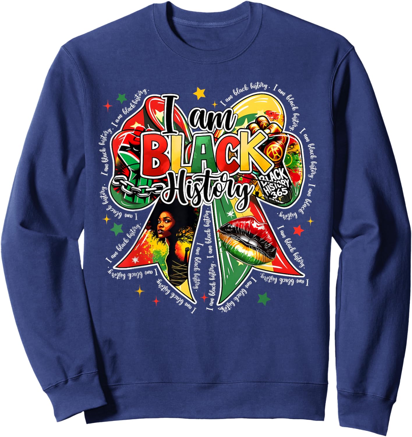 I Am Black History Coquette Bow Girl Women Sweatshirt - Sweatshirt | Navy