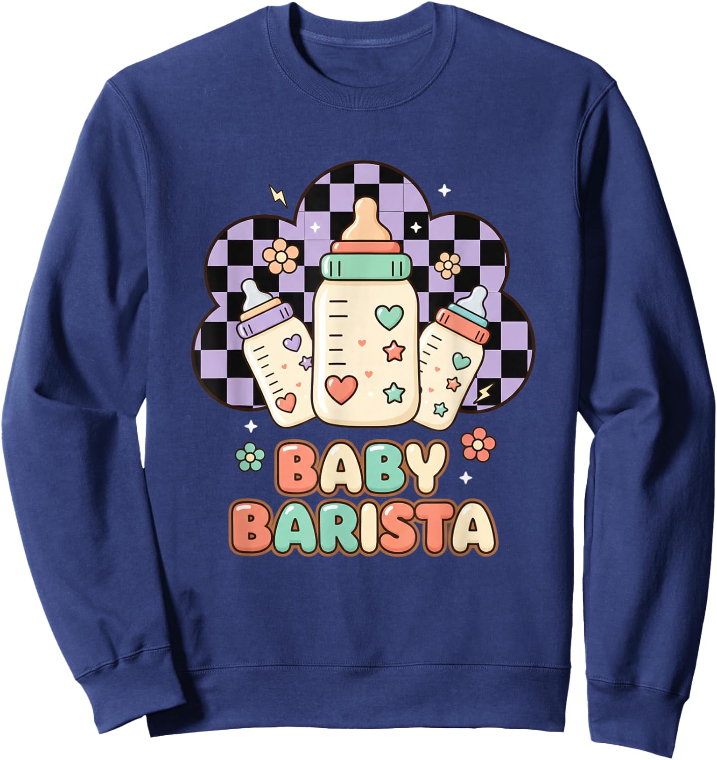 Nurse Baby Barista Milk Bottle, NICU & Mother-Baby Lactaion Sweatshirt - Sweatshirt | Navy
