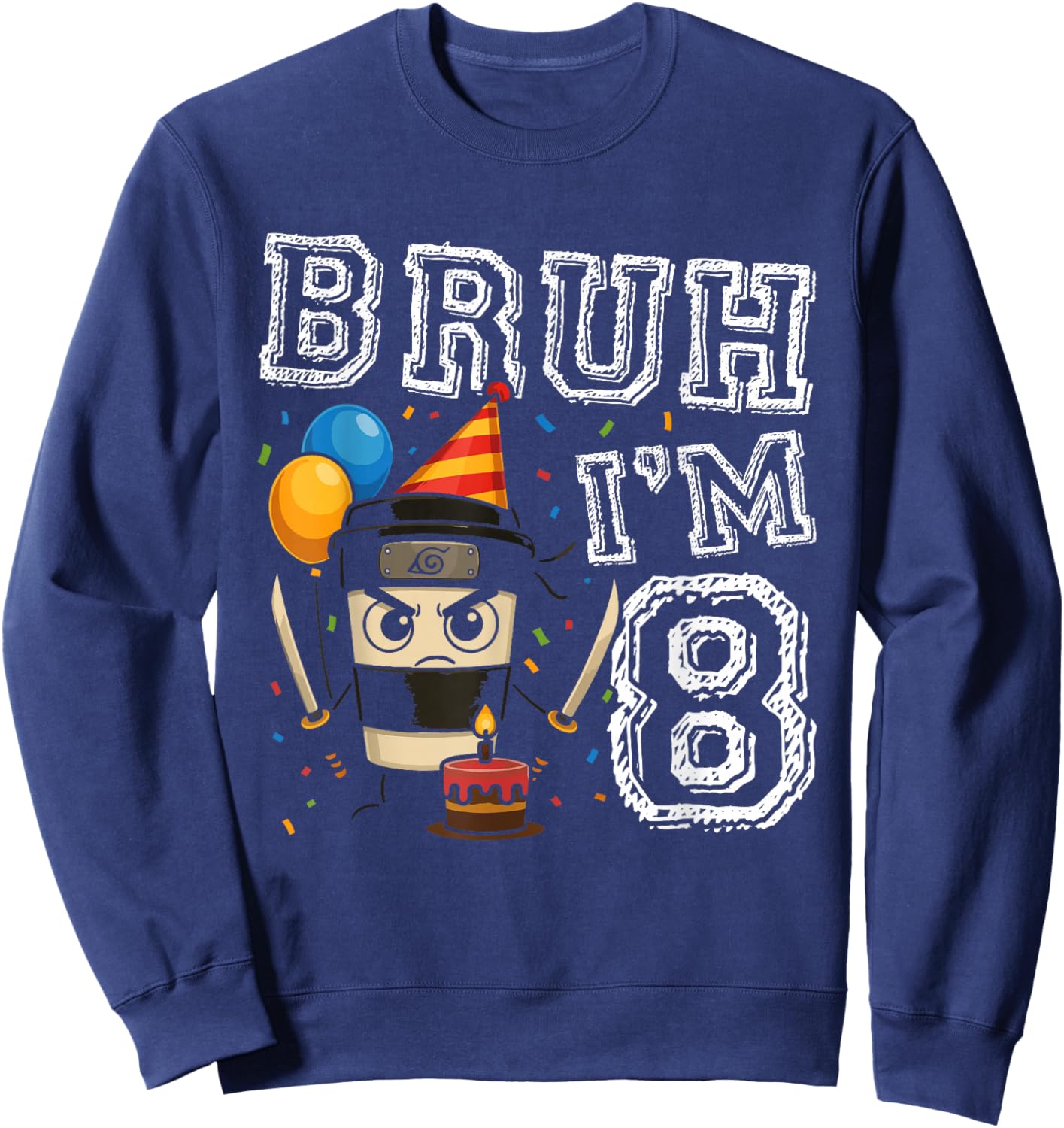 Cappuccino Assassino Bruh I'm 8 Age 8th Kids Boys Girls Sweatshirt - Sweatshirt | Navy