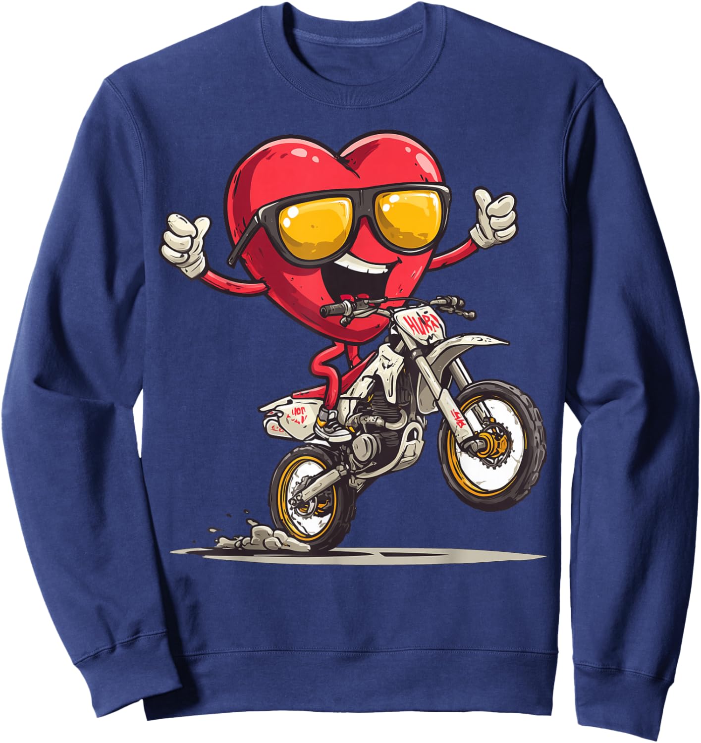 Dirt Bike Heart Motocross Dirt Biking Enduro Valentine's Day Sweatshirt - Sweatshirt | Navy