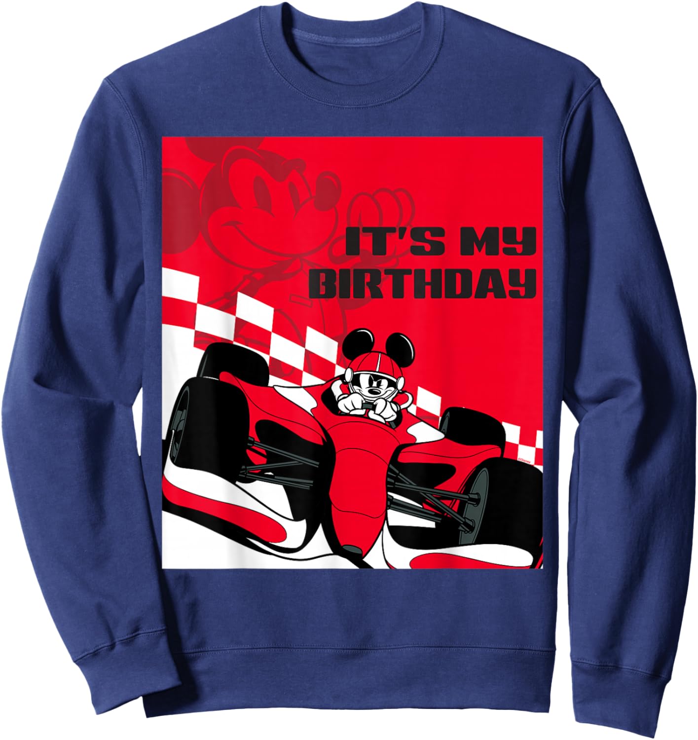 Disney Racing It's My Birthday Mickey Mouse Race Car Party Sweatshirt - Sweatshirt | Navy