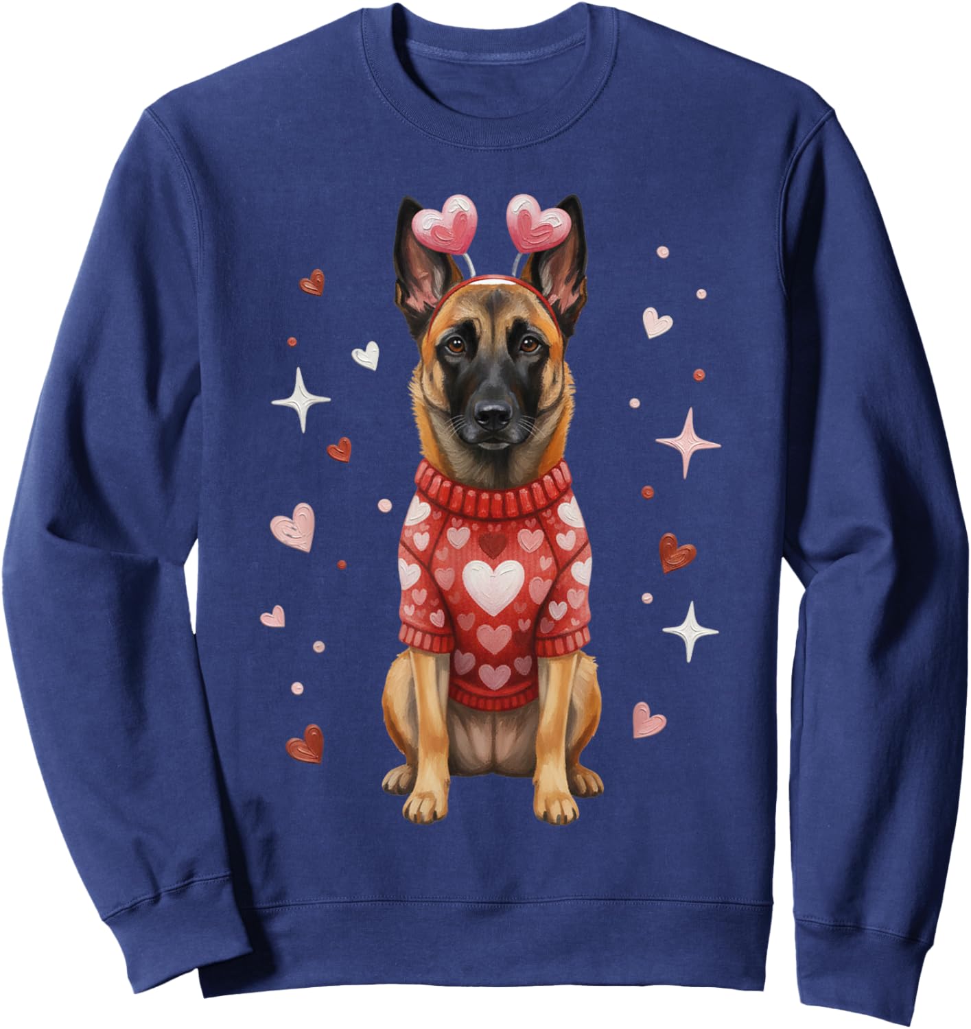 Cute Belgian Malinois Valentine Heart Valentines Day Sweatshirt - Sweatshirt | Navy