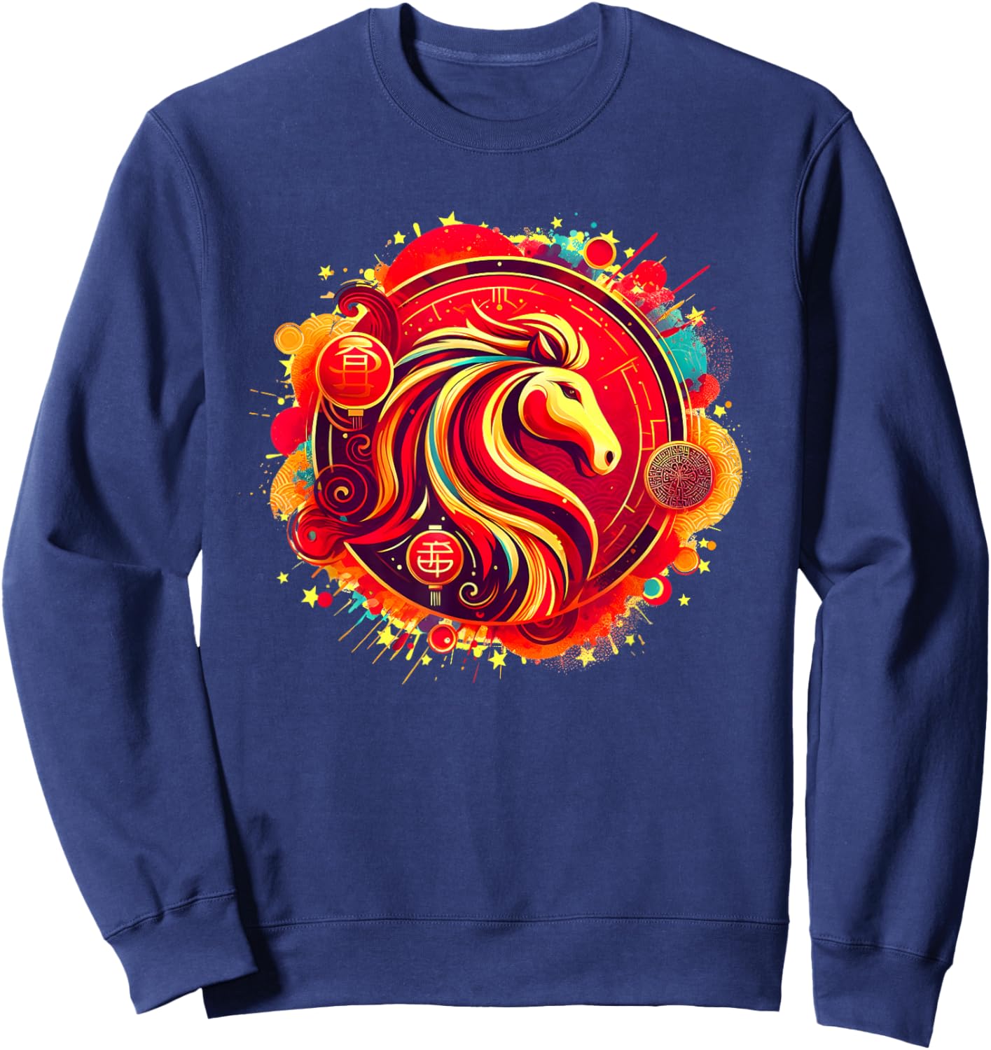 Year of Horse 2026 Chinese Zodiac Lunar New Year Sweatshirt - Sweatshirt | Navy
