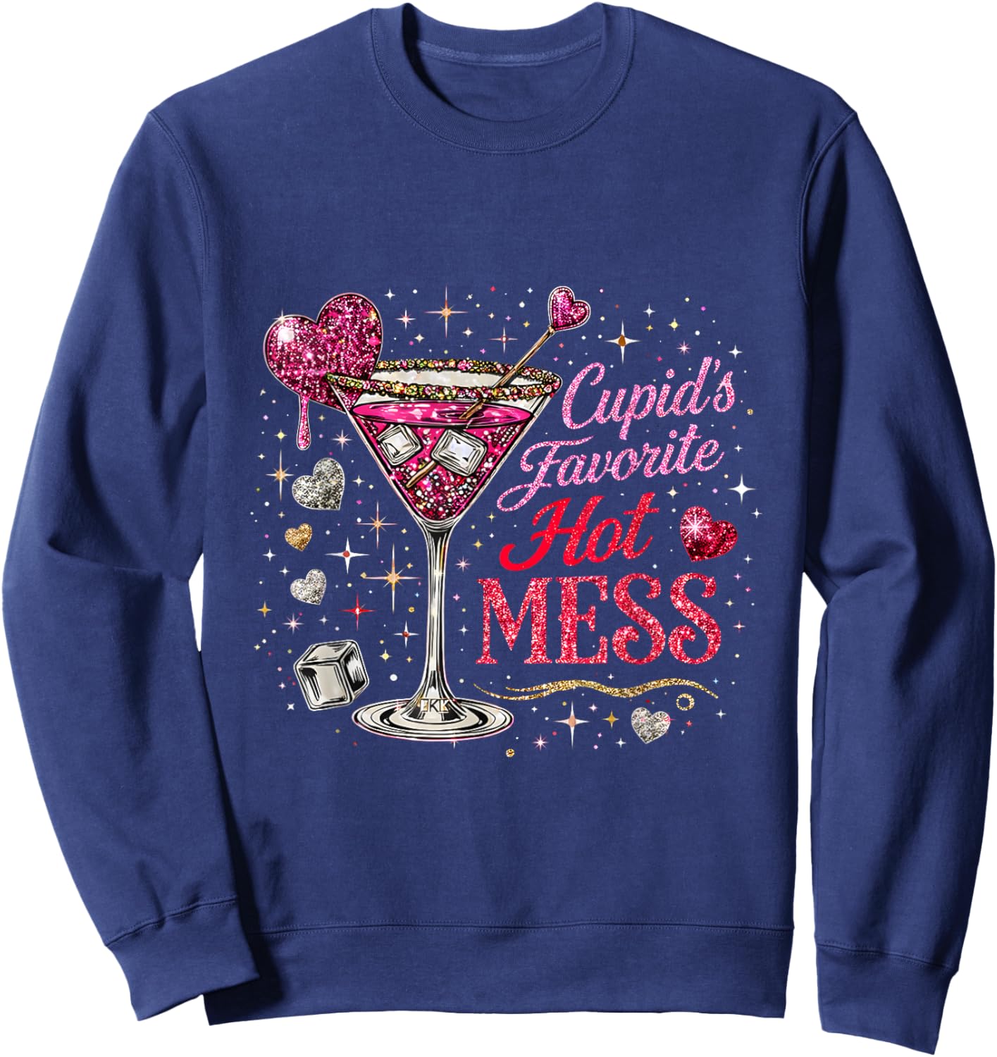 Valentine Even Cupid Need Margarita Retro Trendy Romantic Sweatshirt - Sweatshirt | Navy