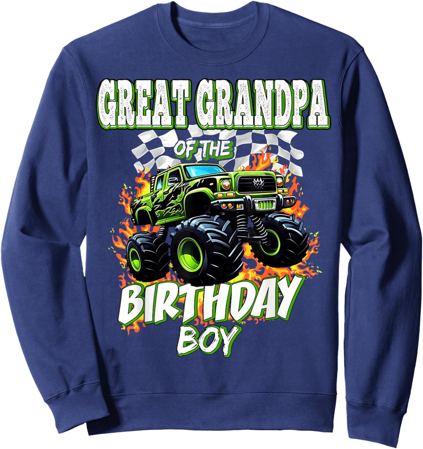 Great Grandpa of The Birthday Boy Monster Truck Birthday Kid Sweatshirt - Sweatshirt | Navy