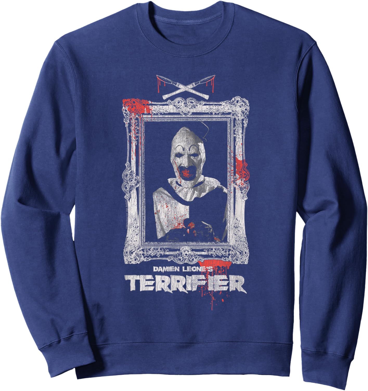 Terrifier Art The Clown Bloody Fancy Frame Horror Movie Sweatshirt - Sweatshirt | Navy