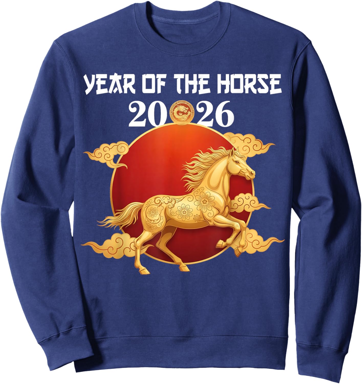 Chinese New Year 2026 Year of The Horse Zodiac Horse Sweatshirt - Sweatshirt | Navy