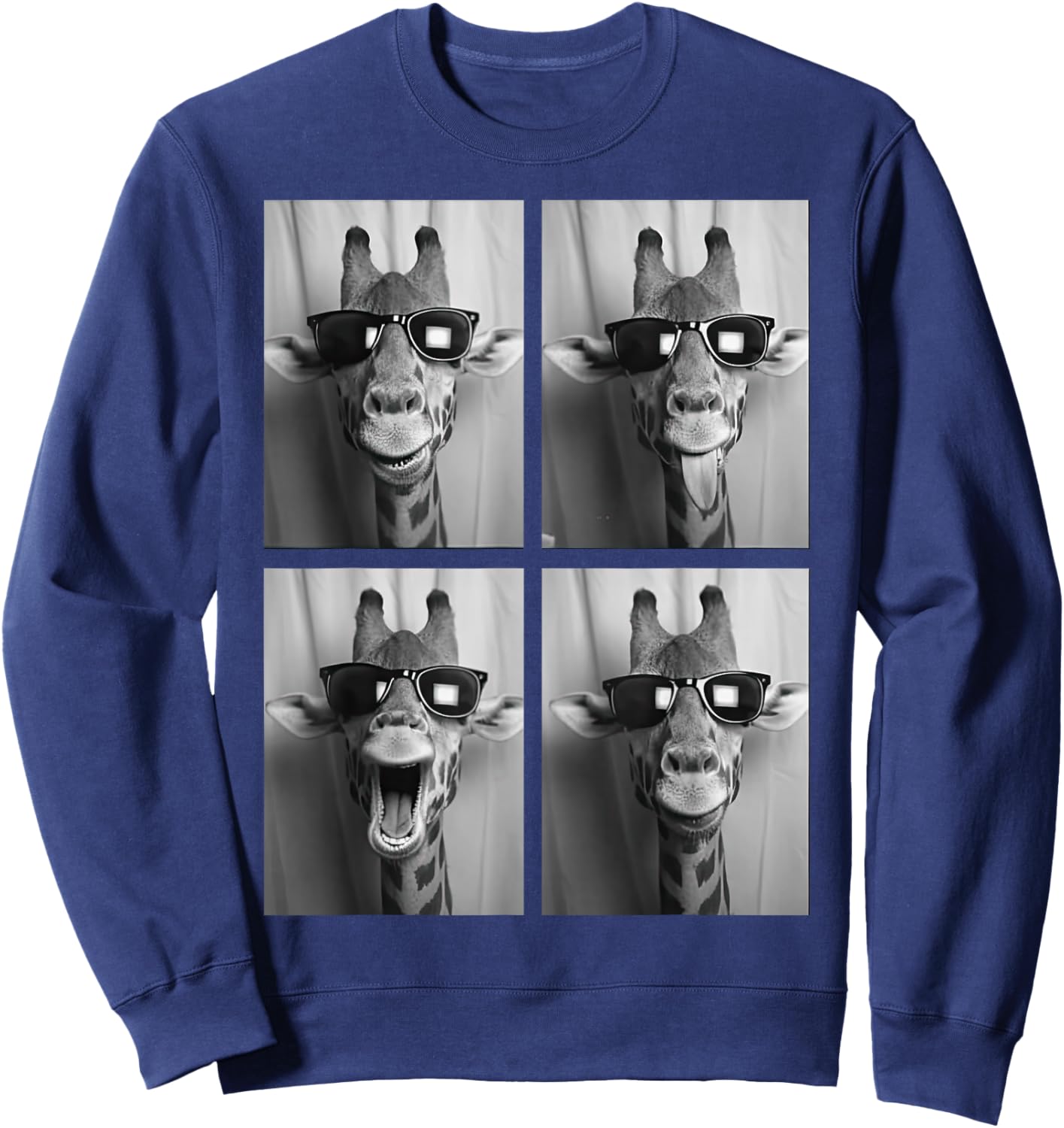 Retro Safari Wildlife Photo Booth Giraffe Sweatshirt - Sweatshirt | Navy