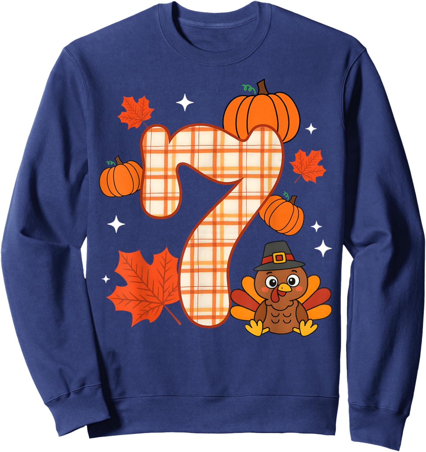 Number 7 67 Meme Thanksgiving Turkey Men Women Kids Sweatshirt - Sweatshirt | Navy