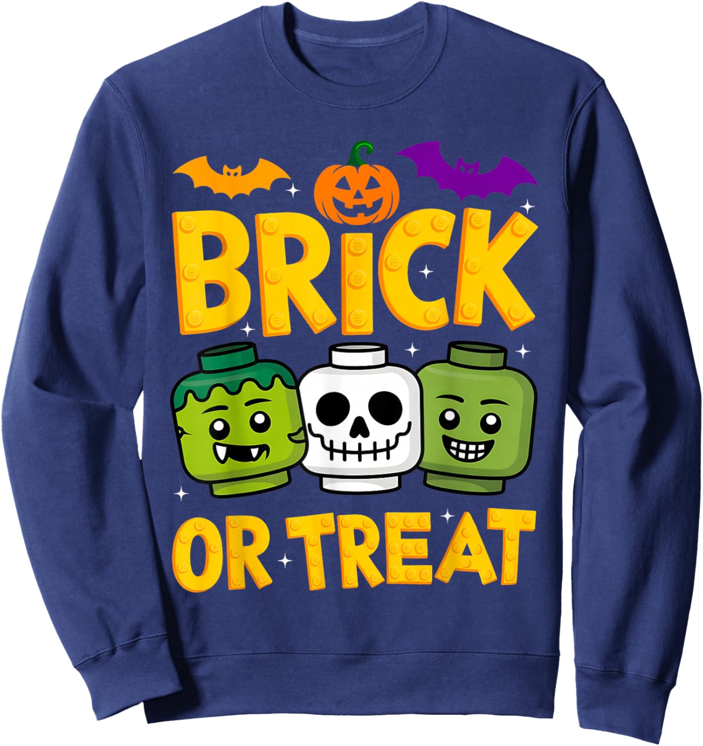 Brick or Treat Halloween Master Builder Blocks Building Kids Sweatshirt - Sweatshirt | Navy