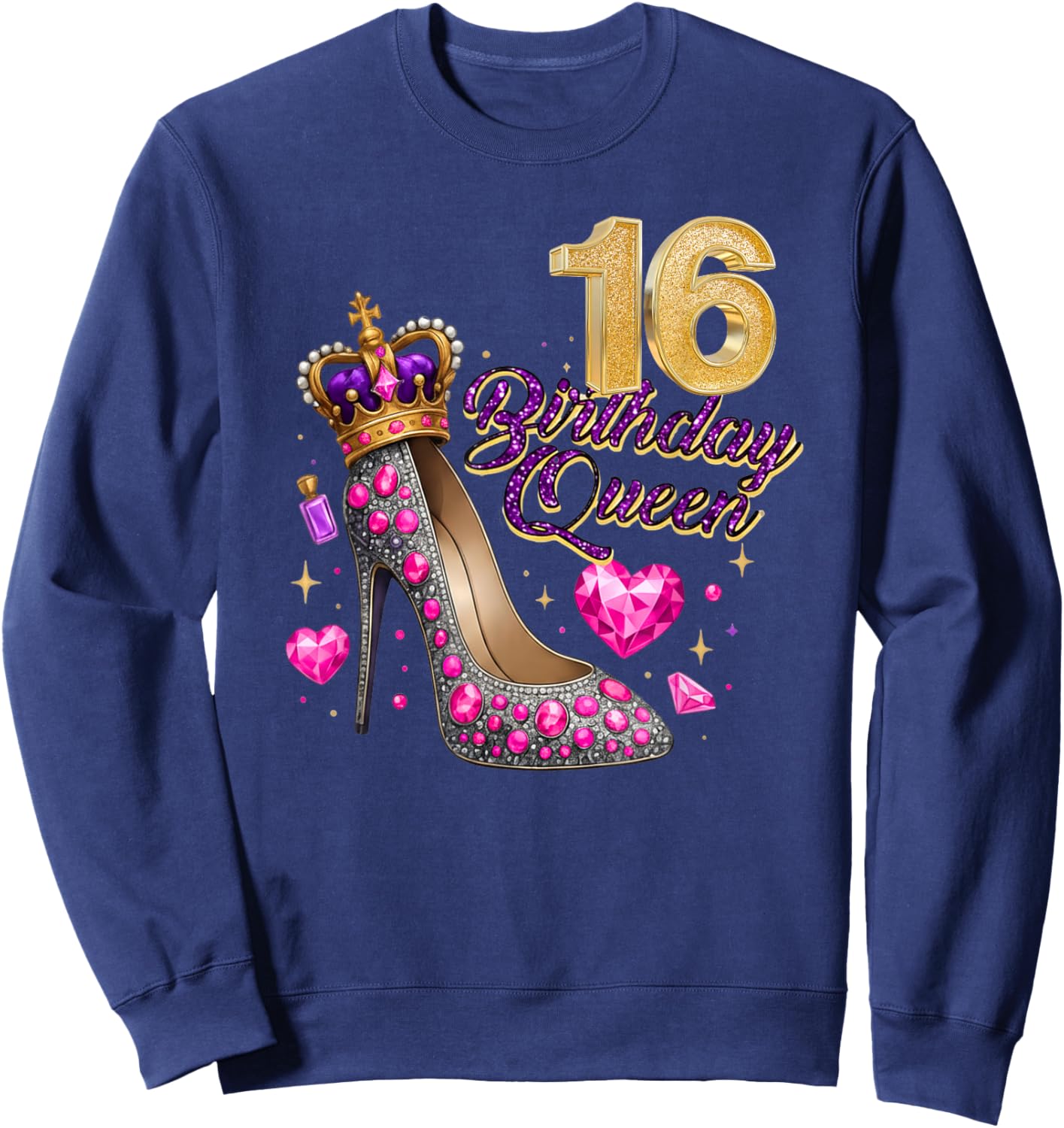Sweet 16 Birthday Girl – Cute 16th Birthday Queen Sweatshirt - Sweatshirt | Navy