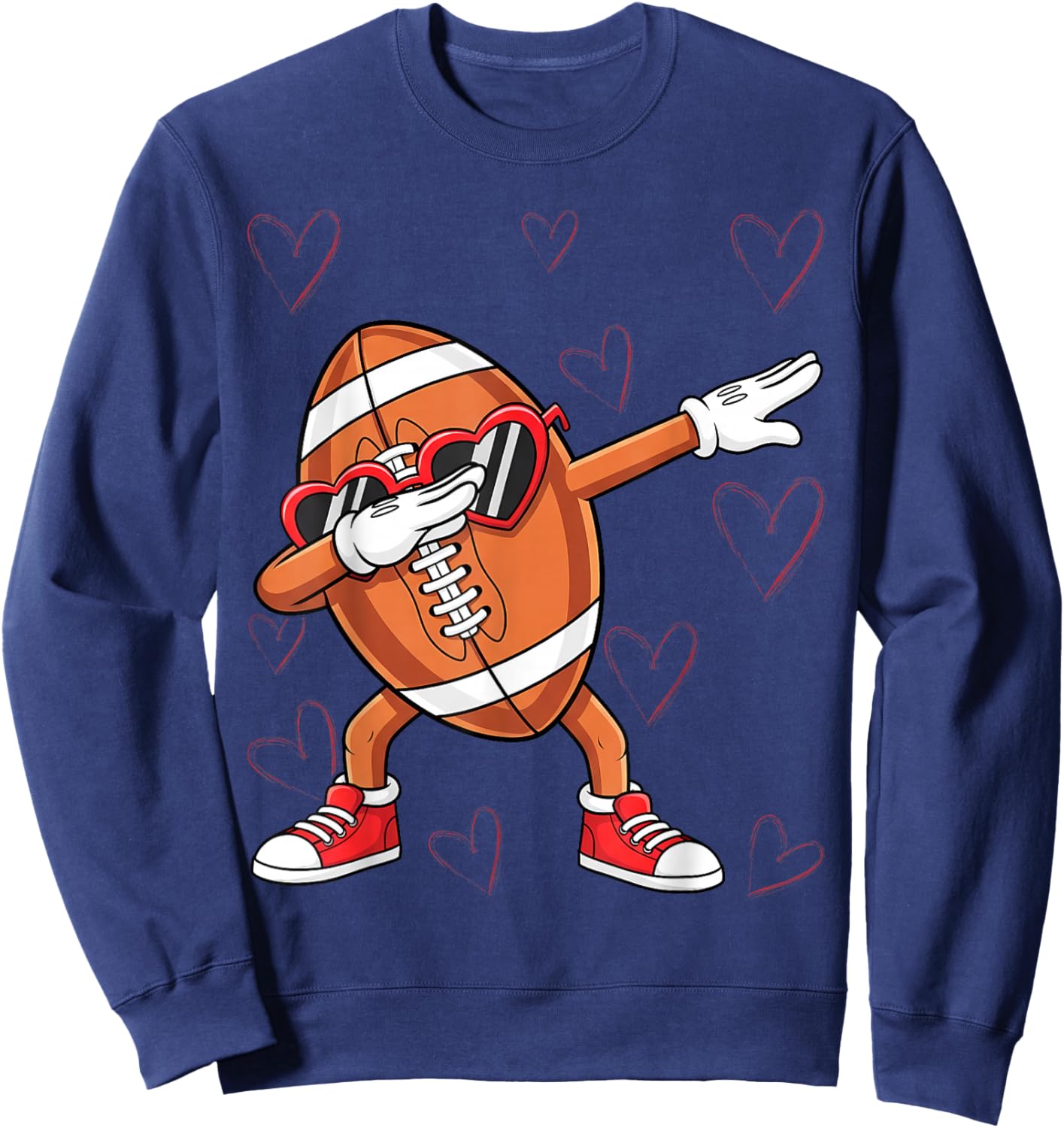Dabbing Football Heart Glasses Valentines Day Sports Boys Sweatshirt - Sweatshirt | Navy