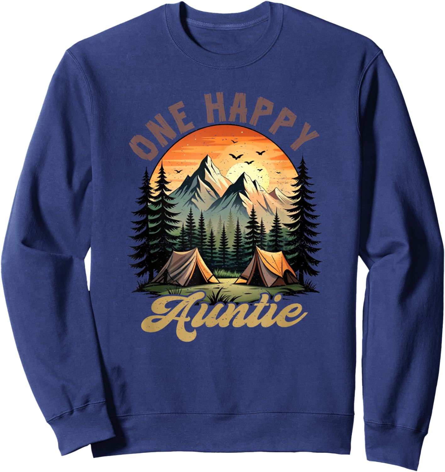 One Happy Auntie Camper 1St Birthday Camping Bear Sweatshirt - Sweatshirt | Navy