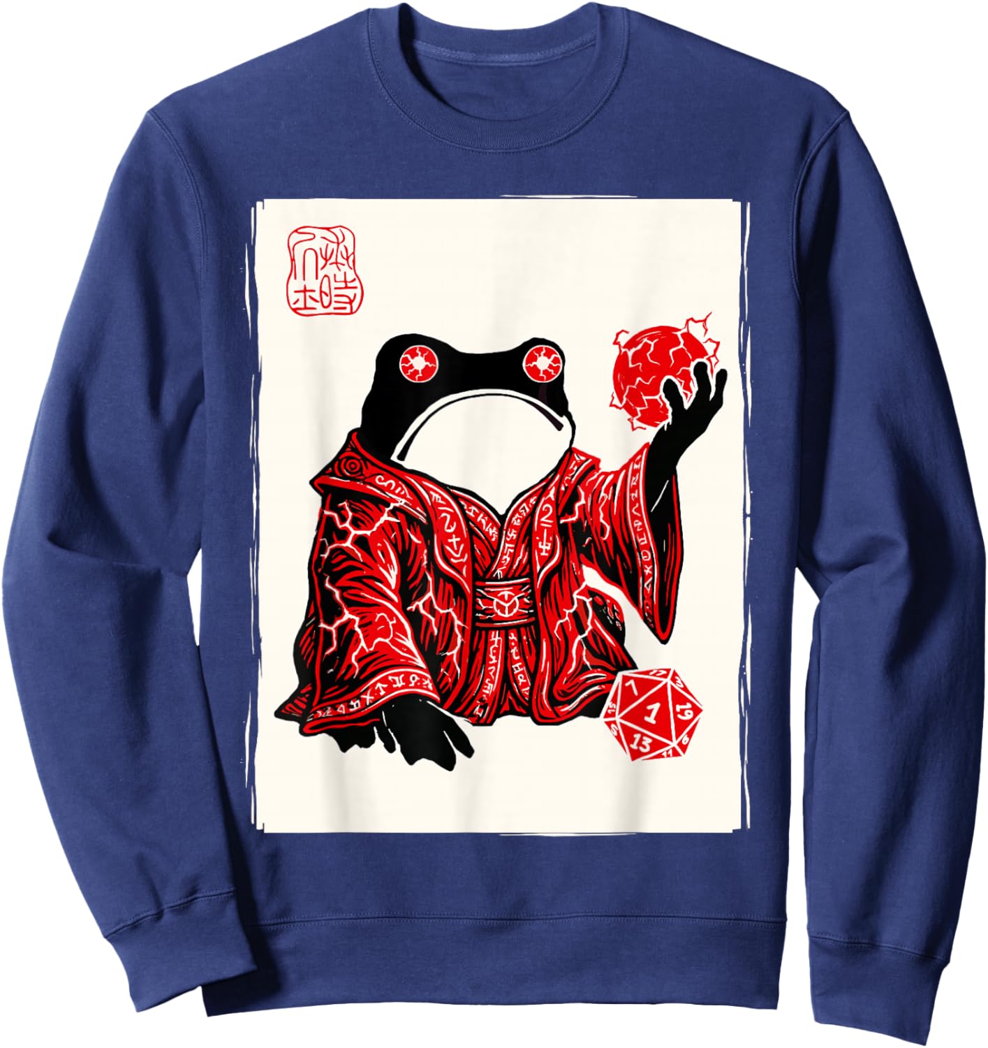 Grumpy Japanese Frog Sorcerer Funny Board Games Sweatshirt - Sweatshirt | Navy