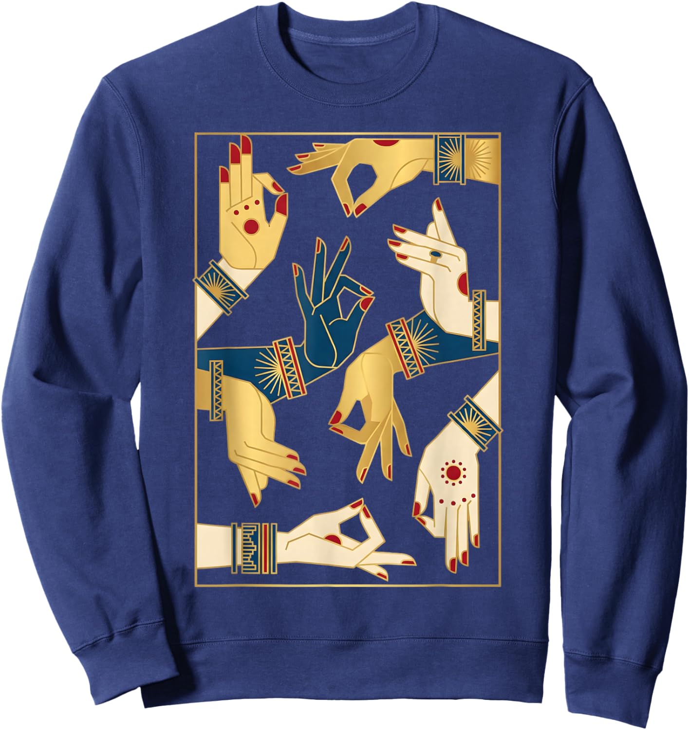 Indian Classical Dance Mudras Bharatanatyam Spiritual Desi Sweatshirt - Sweatshirt | Navy