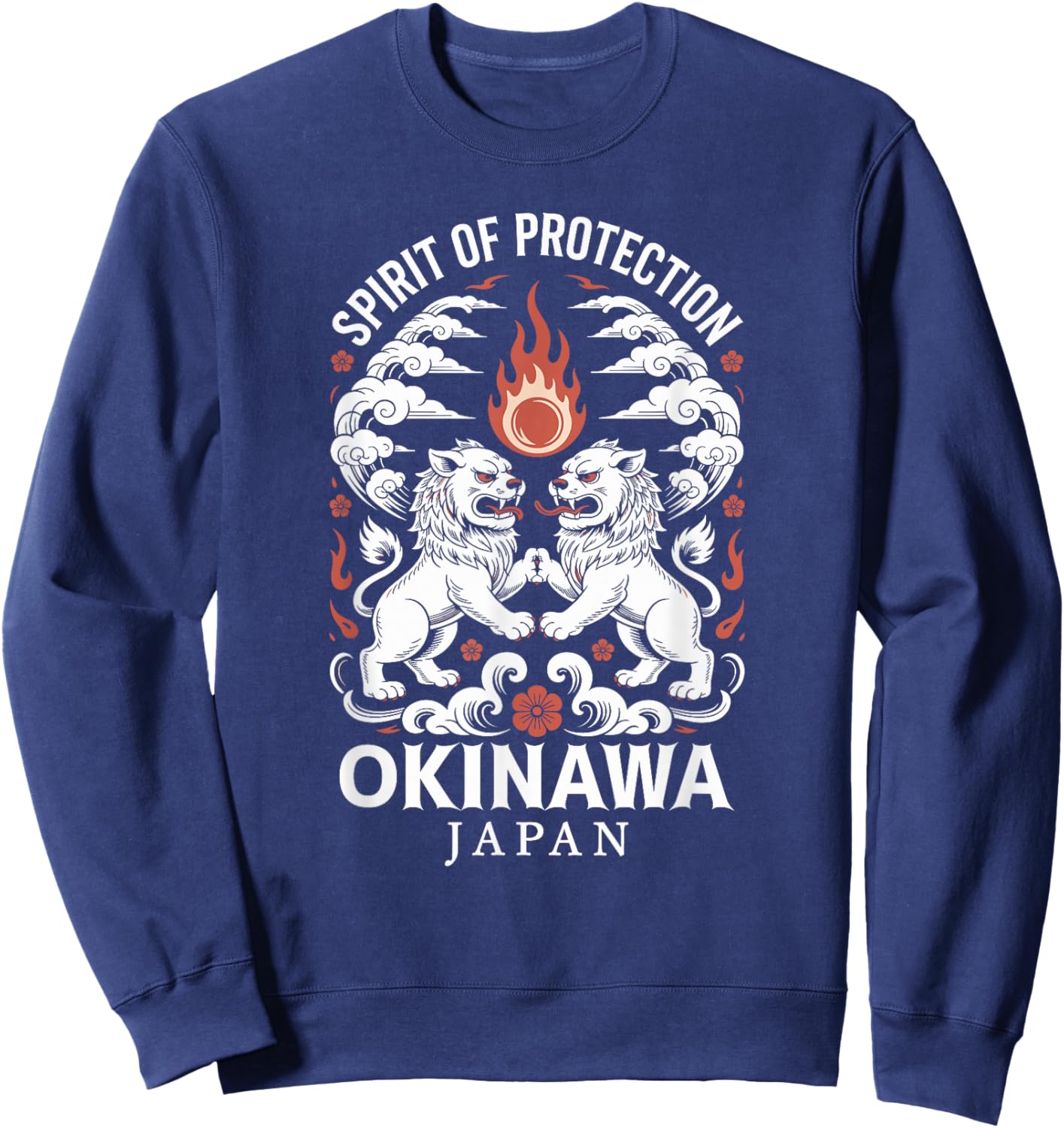 Okinawa Shisa Lion Dogs Japan Retro Japanese Souvenir Sweatshirt - Sweatshirt | Navy