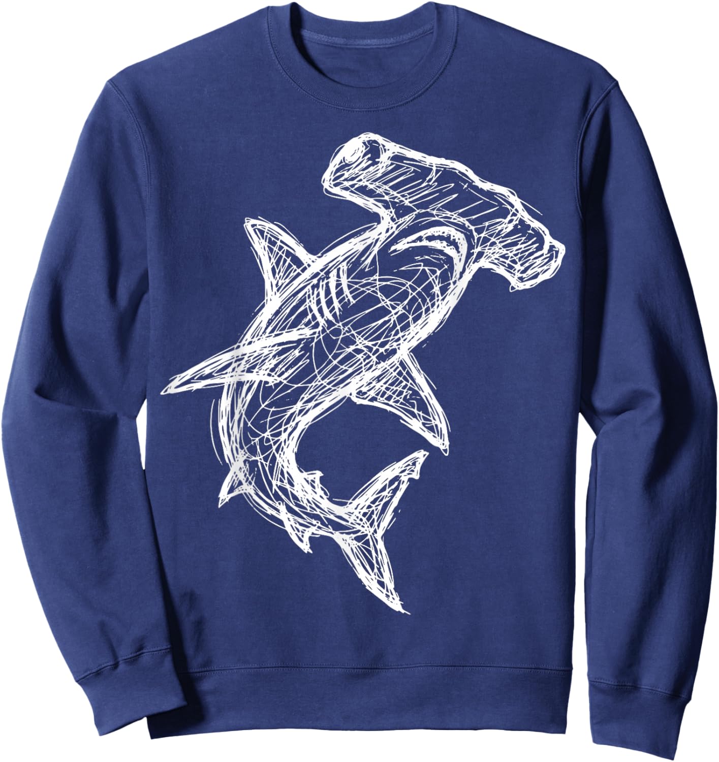 Hammerhead Shark Line Art Sweatshirt - Sweatshirt | Navy
